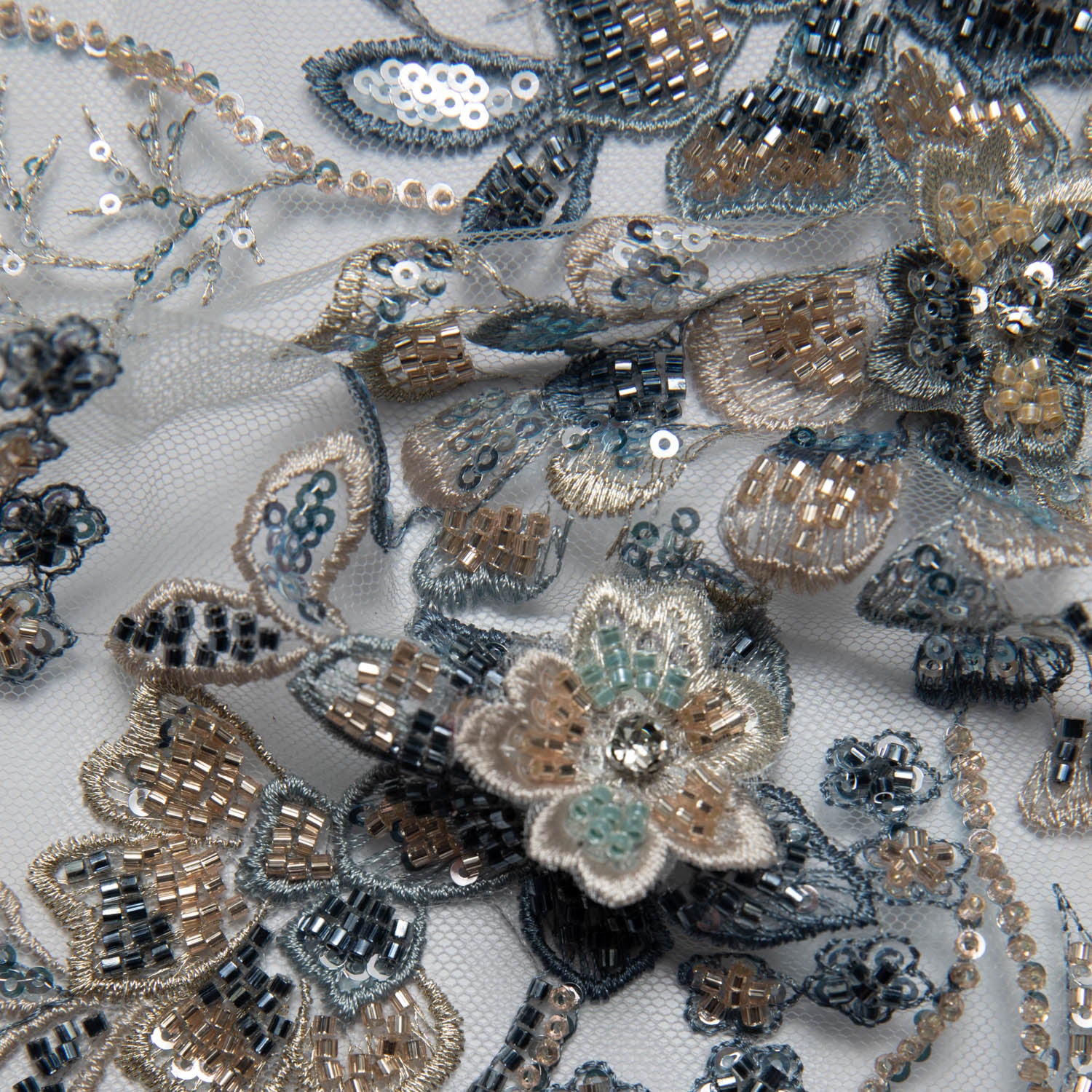 Tulle Lace Fabric Embroidered with Incredible Floral Design 52" Wide | Exquisite Fabric