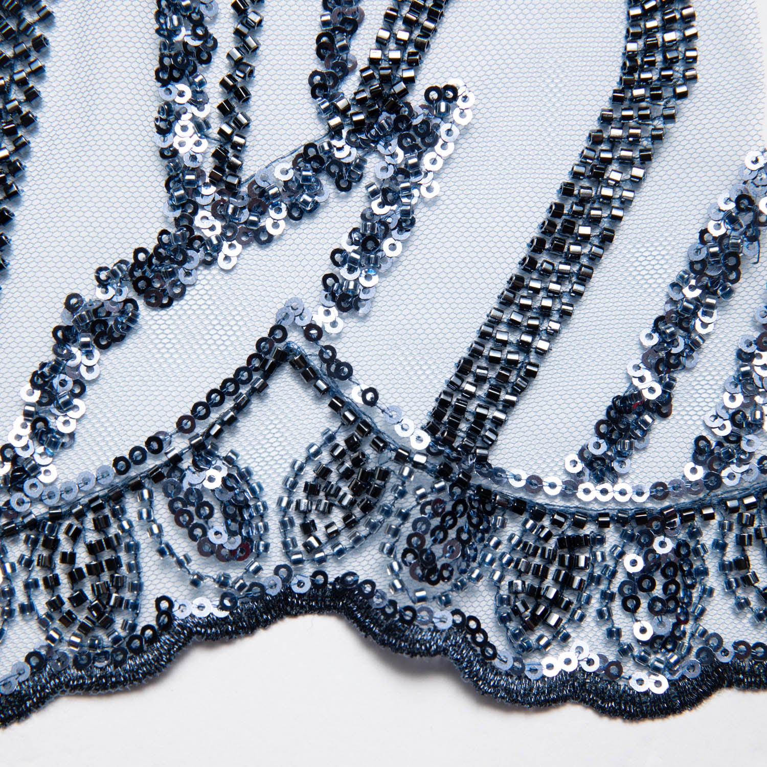 Tulle Lace Fabric Embroidered with Sequins and Stylish Design 52" Wide | Exquisite Fabric