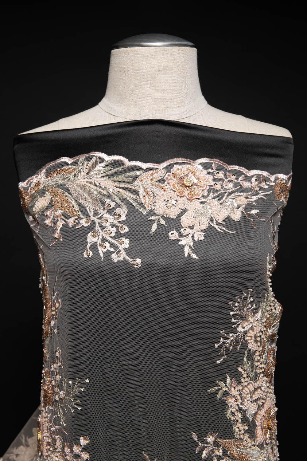 Tulle Lace Fabric Embroidered with Beautifully Extravagant 3D Floral Pattern 52" Wide | Exquisite Fabric