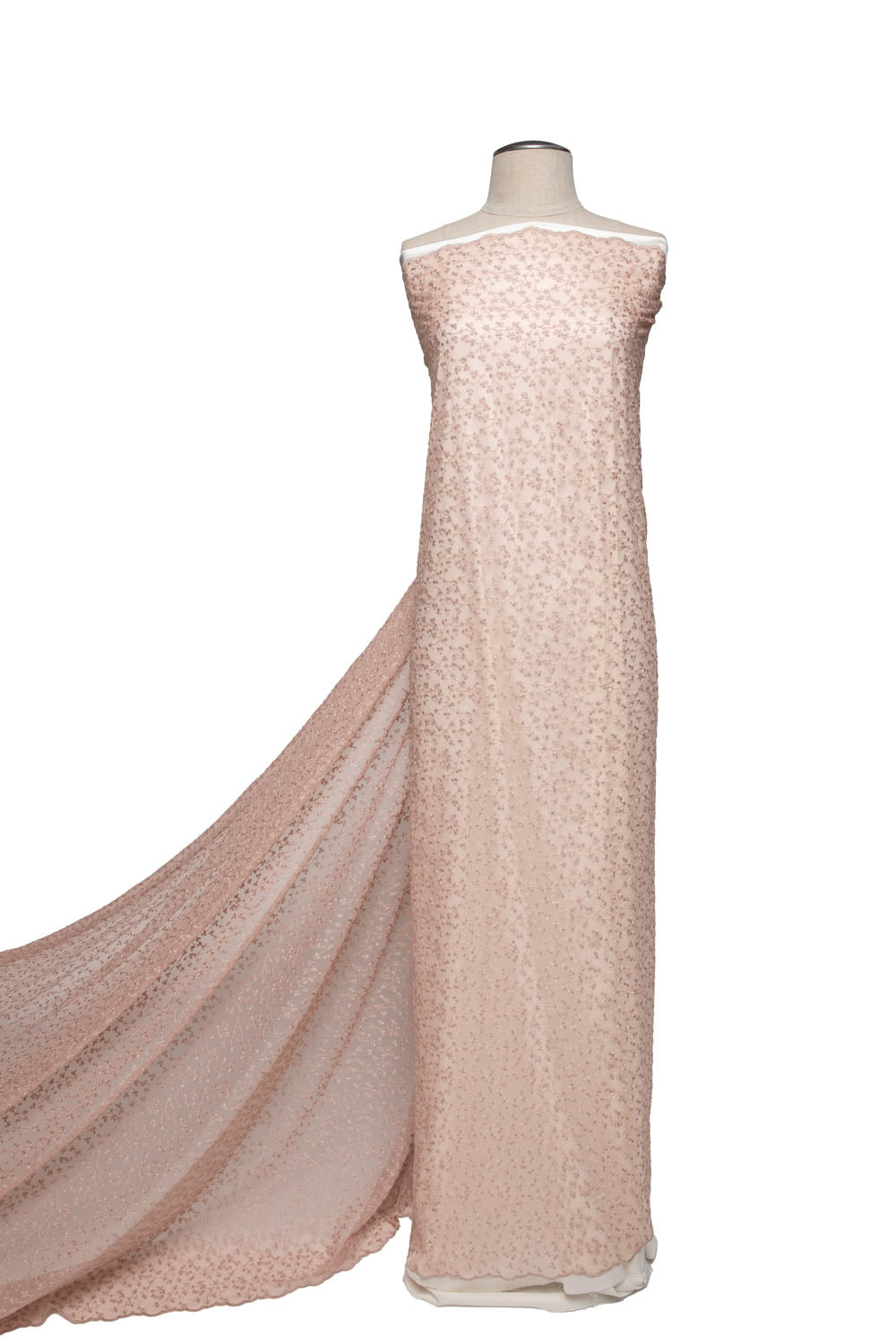BLUSH MESH LACE FABRIC WITH METALLIC EMBROIDERED WITH BEAUTIFUL FLORAL PATTERN 52" WIDE | Exquisite Fabric