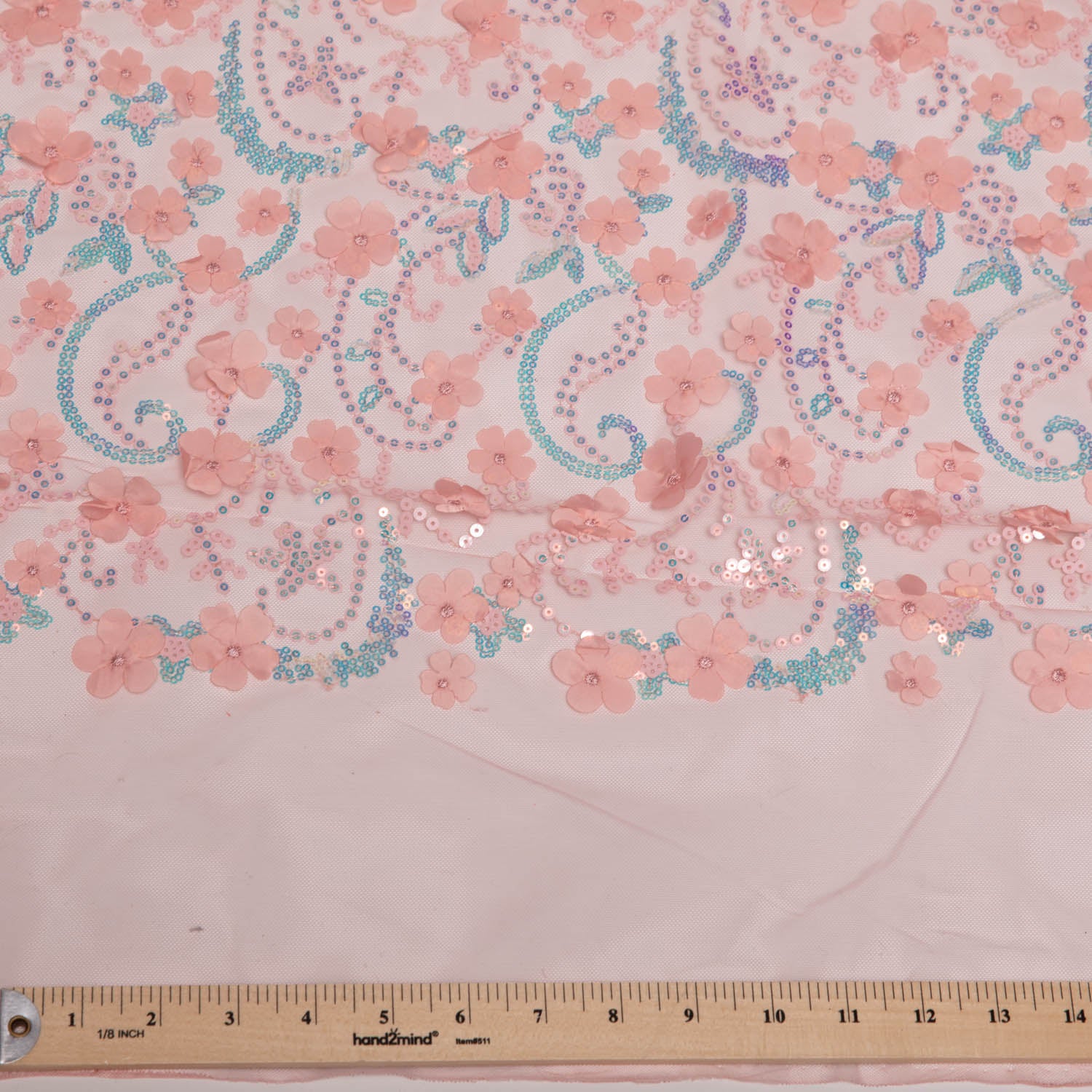 Tulle Lace Fabric Embroidered with Applique and Incredible 3D Floral Pattern 52" Wide | Exquisite Fabric