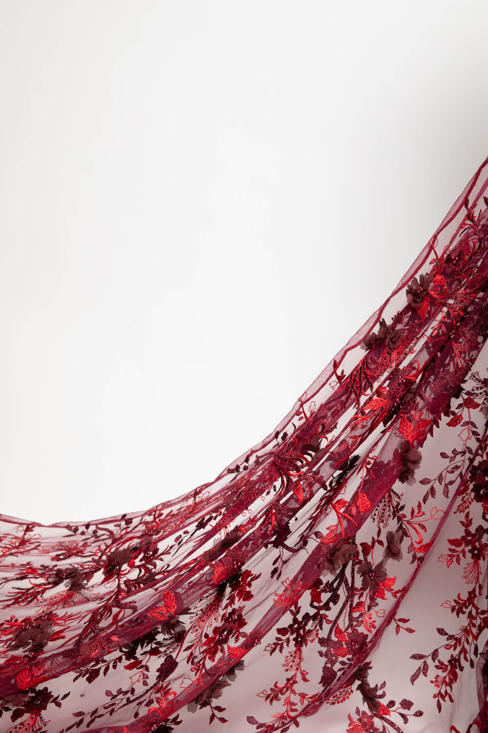 Tulle Lace Fabric with Two Tone Embroidered and Splendid 3D Floral Pattern 52" Wide | Exquisite Fabric