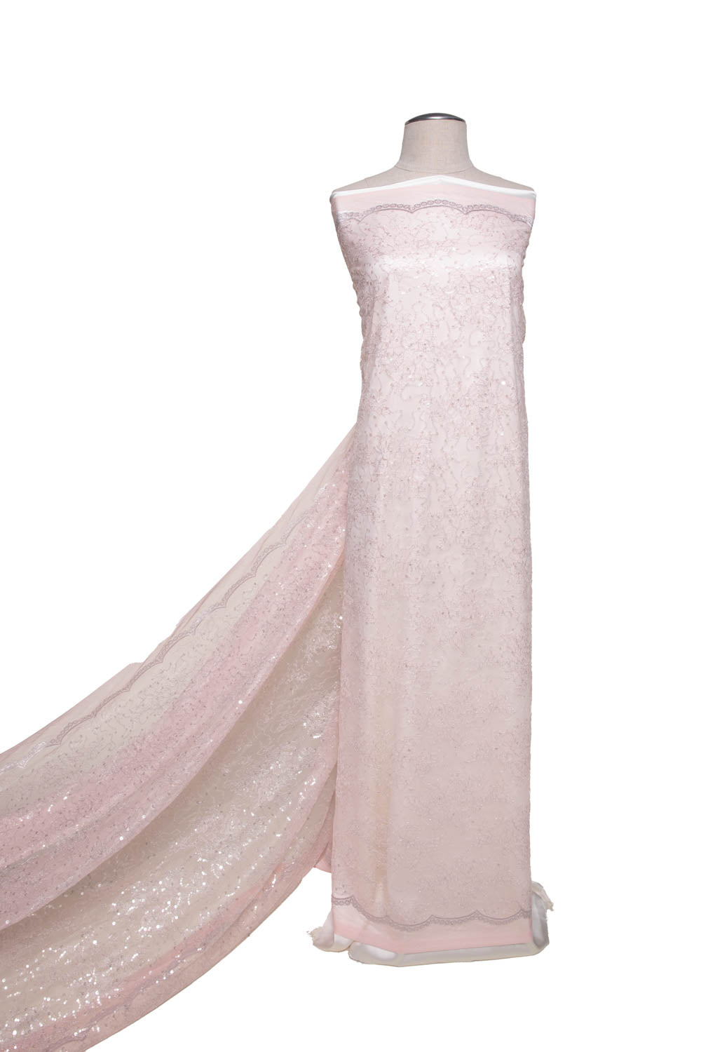 CHANTILLY LACE WITH SPANGLE 100% Nylon Pink - Exquisite Fabrics