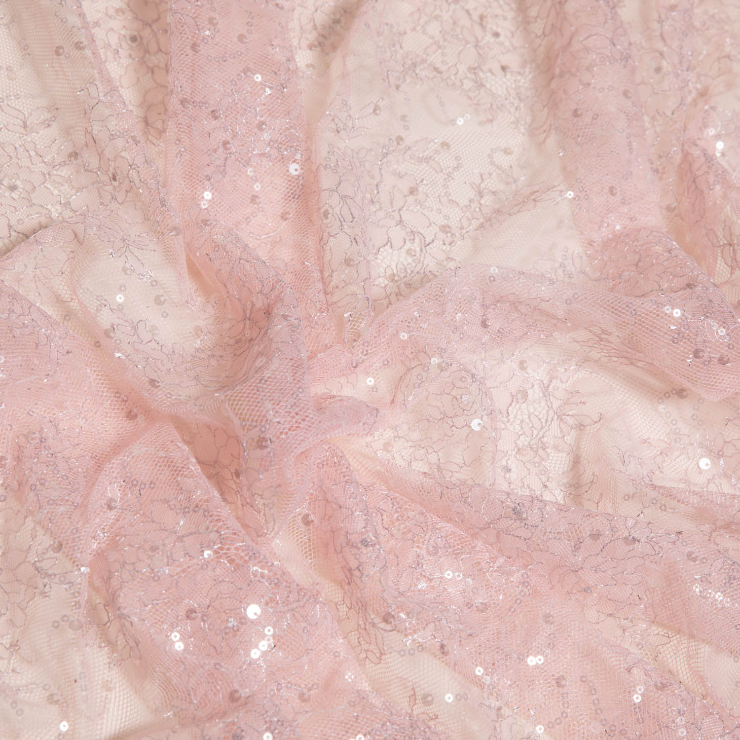 CHANTILLY LACE WITH SPANGLE 100% Nylon Pink - Exquisite Fabrics