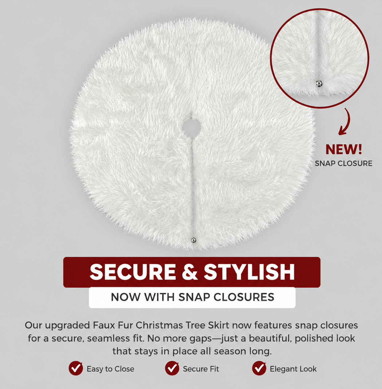 Premium Faux Fur Christmas Tree Skirt - 48 Inch | Luxurious Decoration