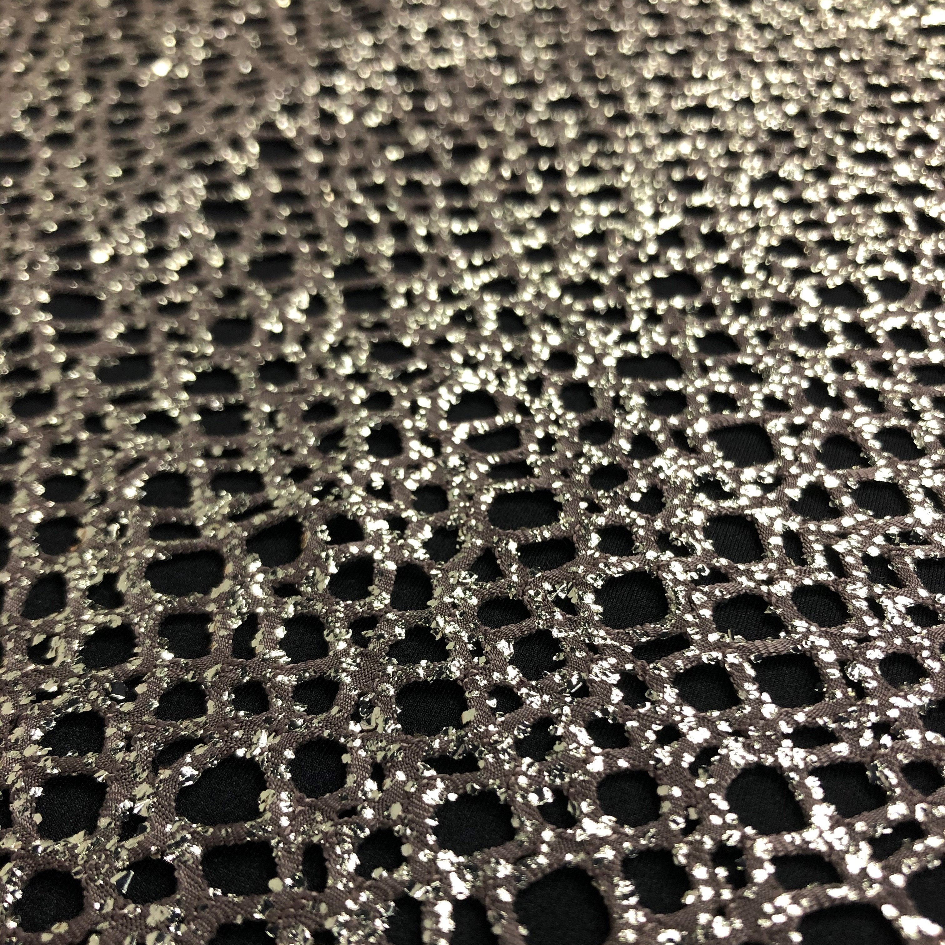 Centerstage Foiled Stretch Netting | Blue Moon Fabrics