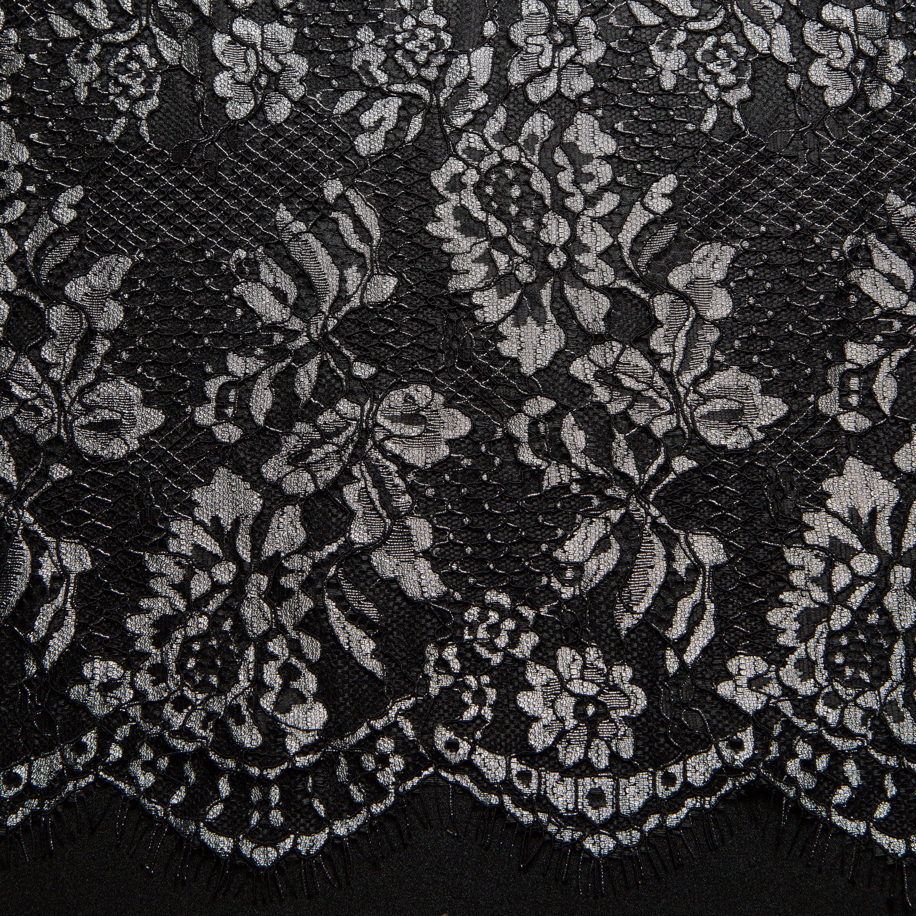 Chantilly Lace with Cord Black Fabric - Exquisite Fabric