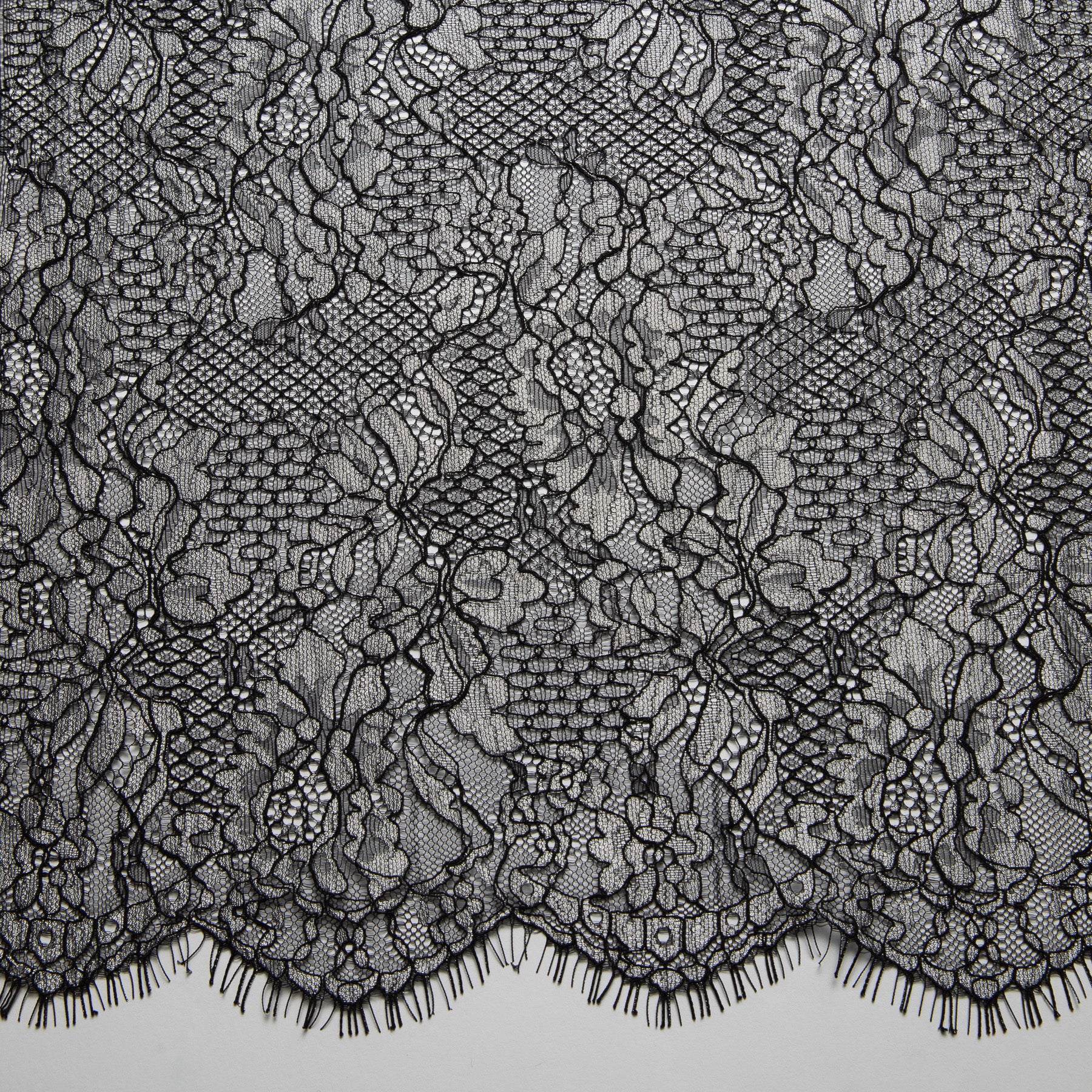 Chantilly Lace with Cord Black Fabric - Exquisite Fabric