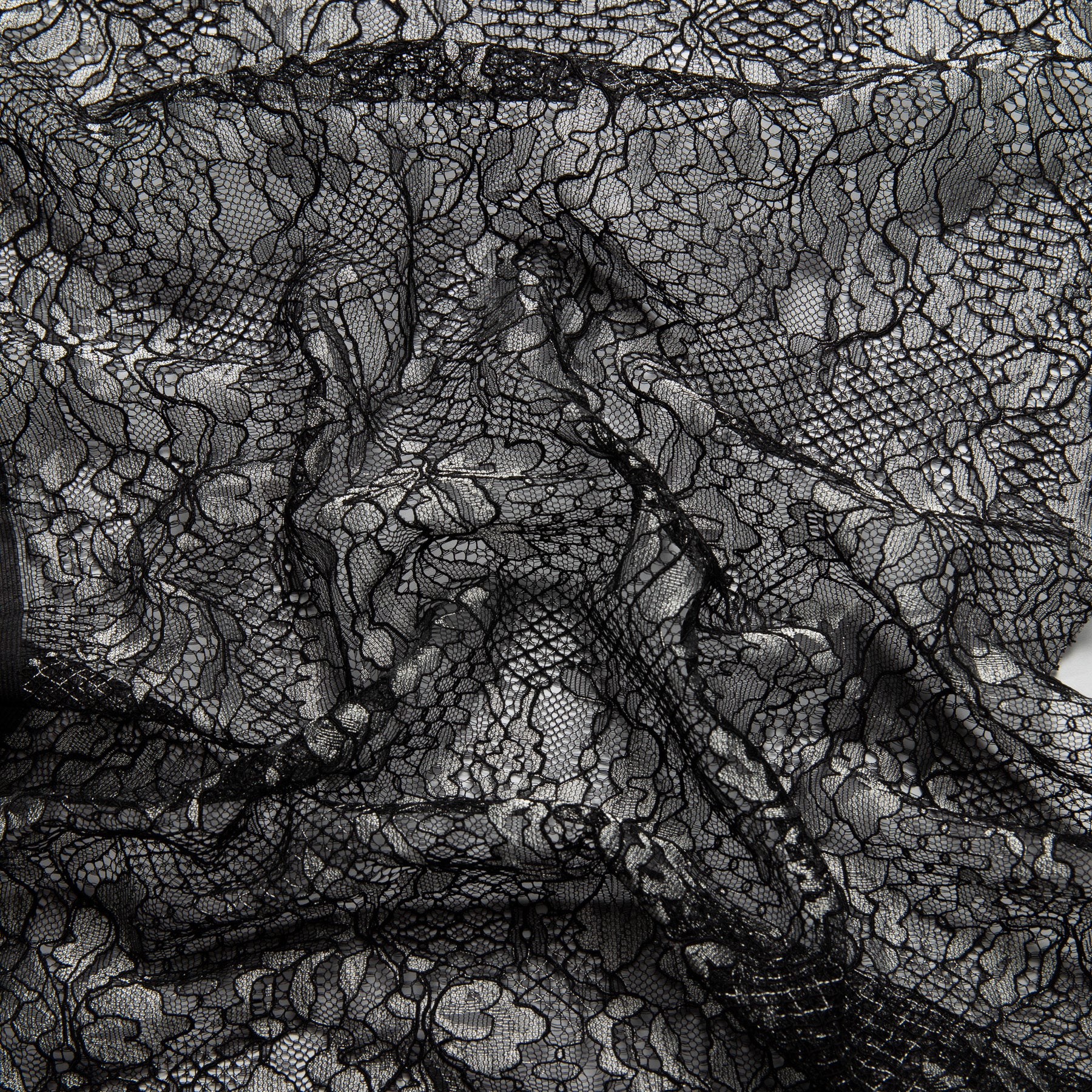 Chantilly Lace with Cord Black Fabric - Exquisite Fabric