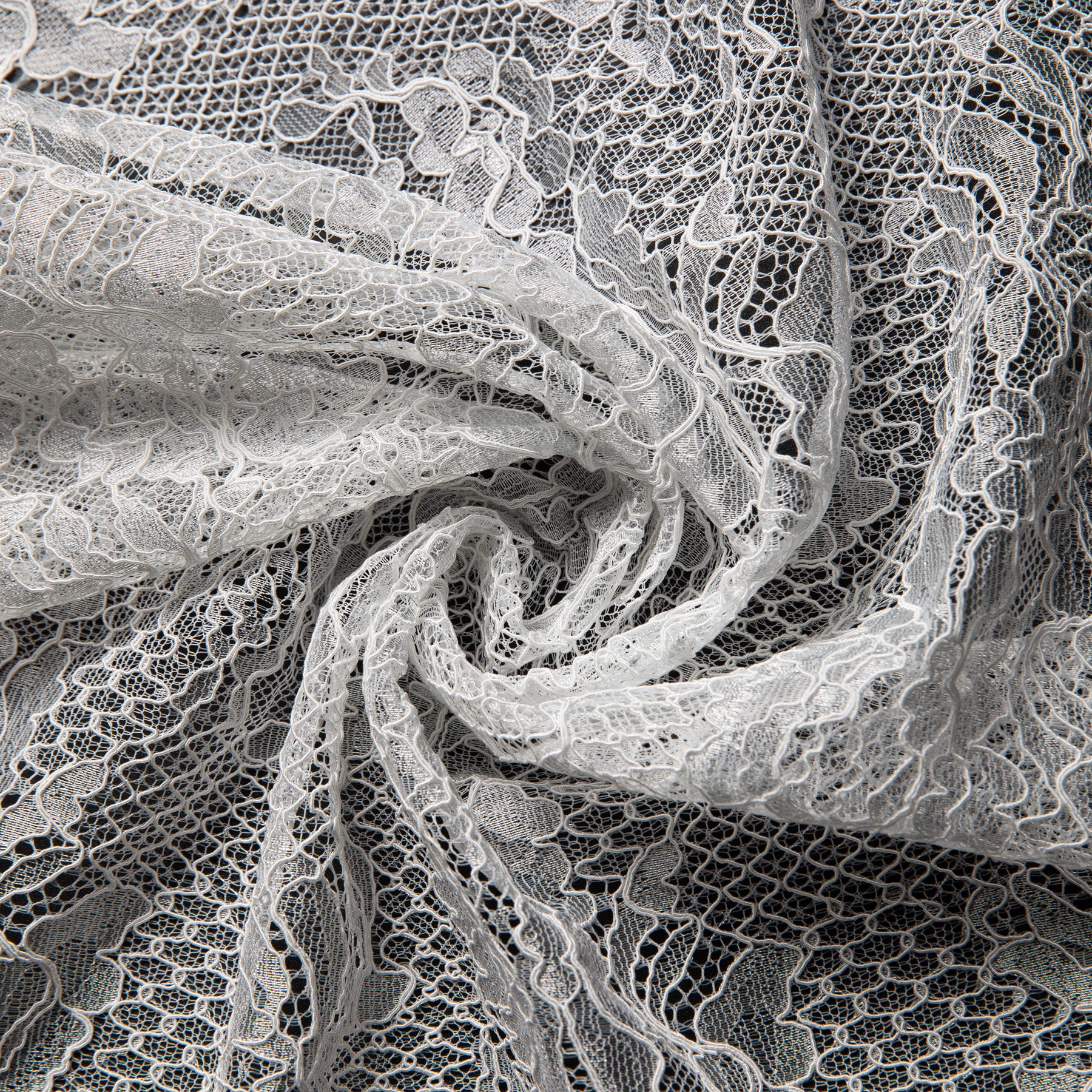 Chantilly Lace with Cord White Fabric - Exquisite Fabric