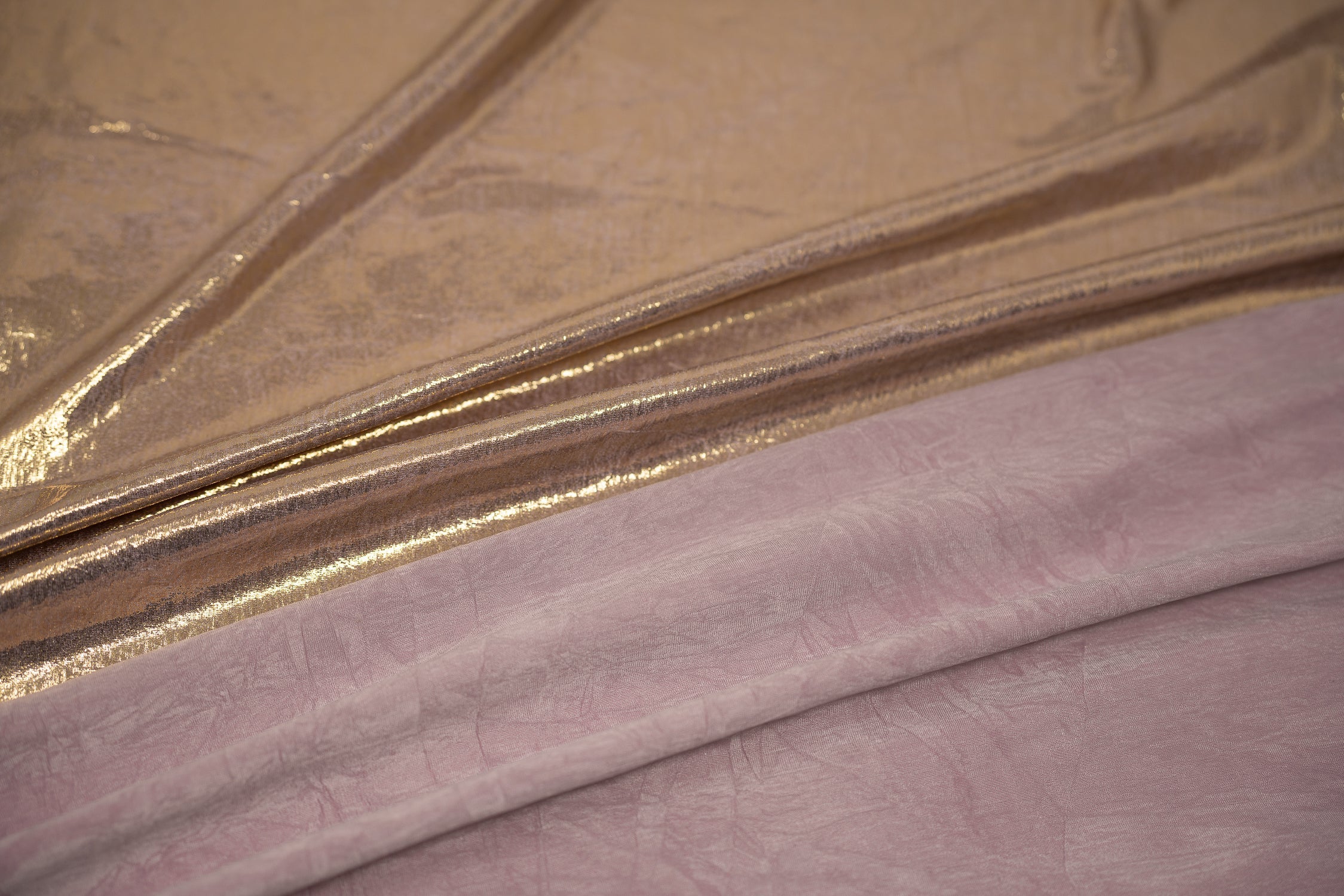 Claudette Creased Foiled Spandex Fabric | Blue Moon Fabrics