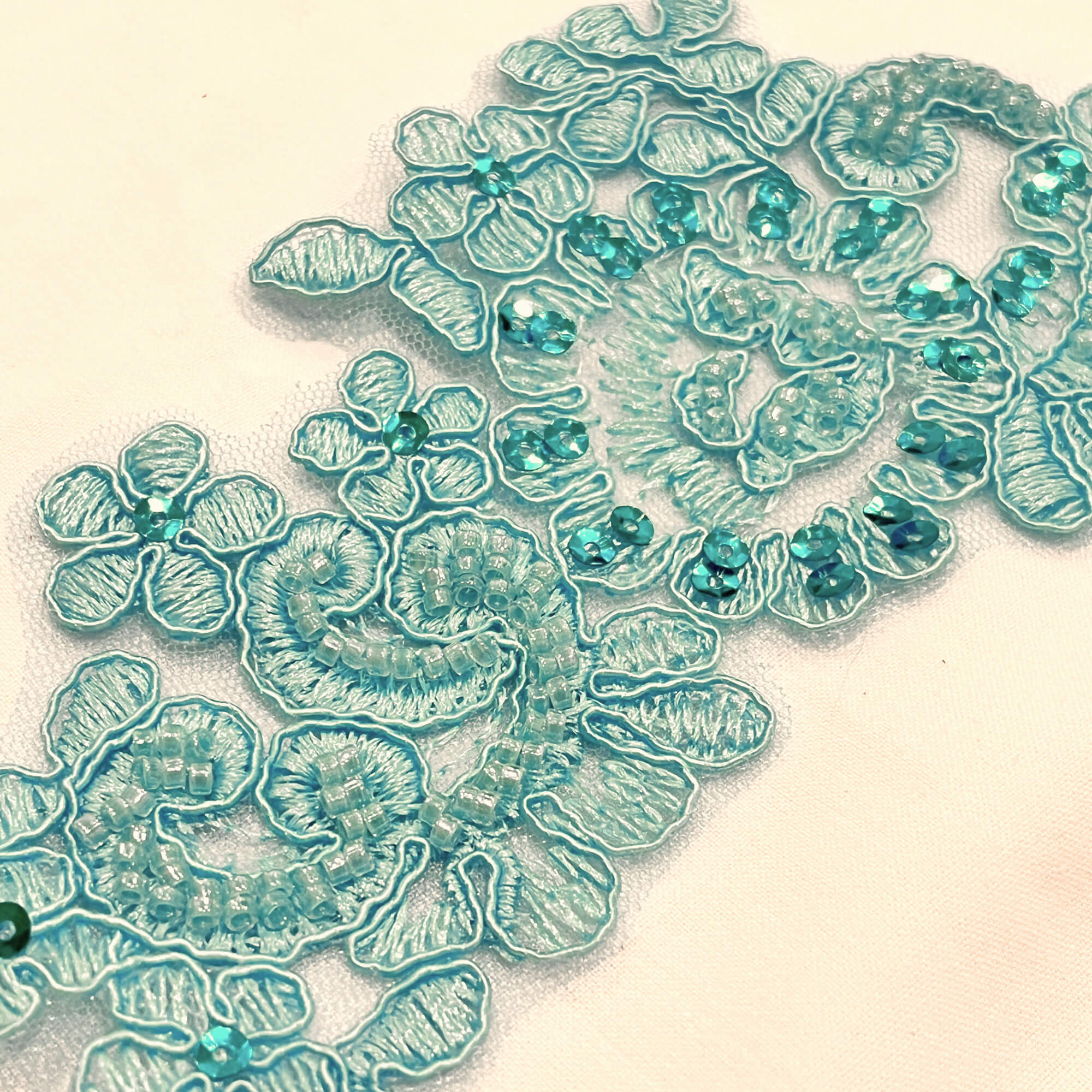 Beaded & Corded Floral Lace Applique Embroidered on 100% Polyester | Lace USA - KZ-25-HB