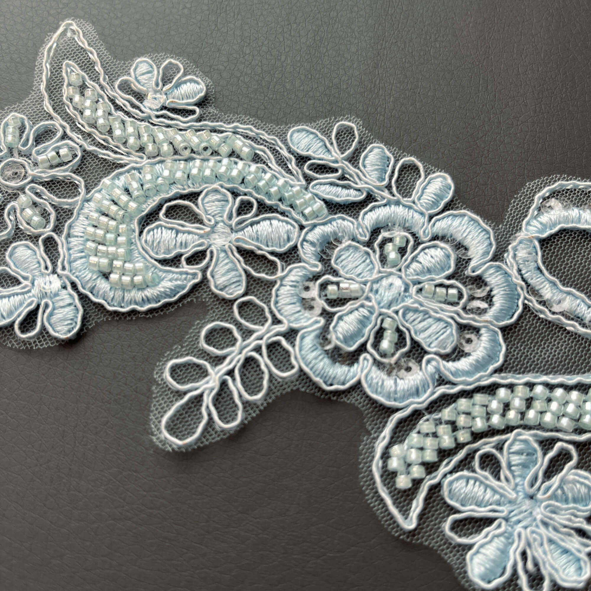 Beaded & Corded Floral Lace Applique Embroidered on 100% Polyester | Lace USA - KZ-67