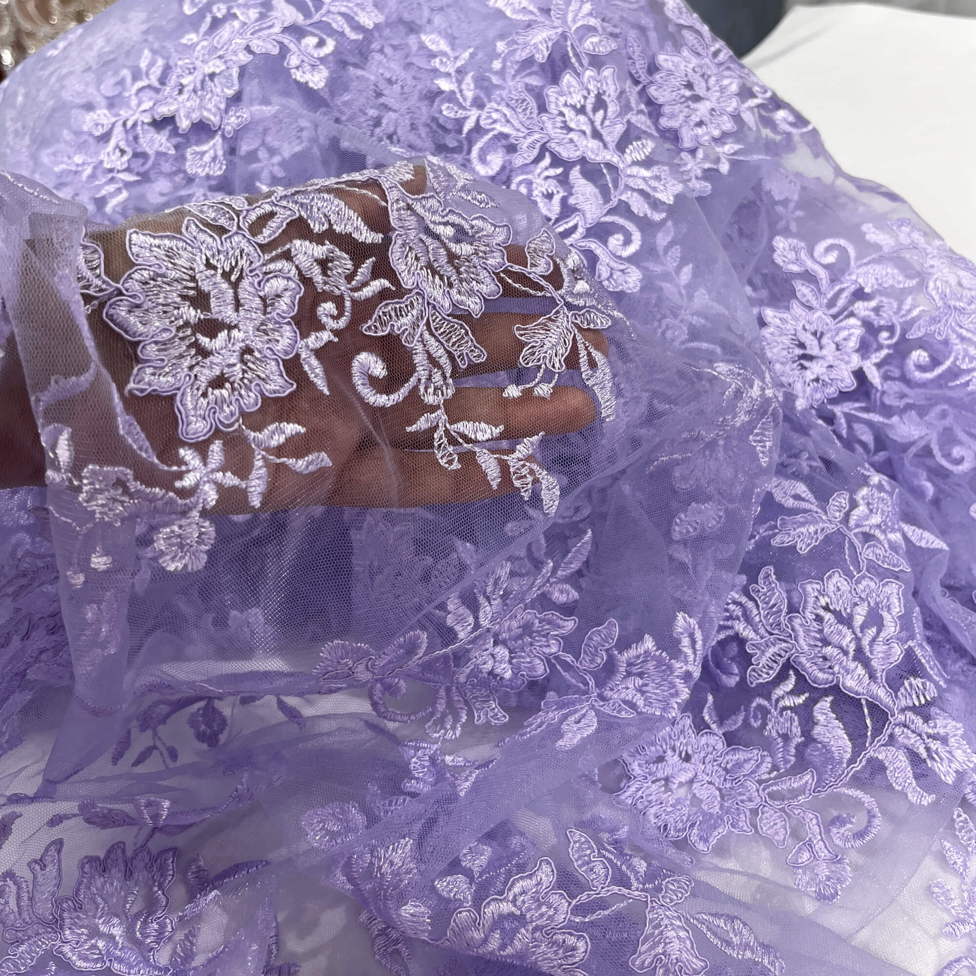 Corded Floral Lace Fabric with Scalloped Edges – Bridal & Dress Lace | Lace USA - 97154W