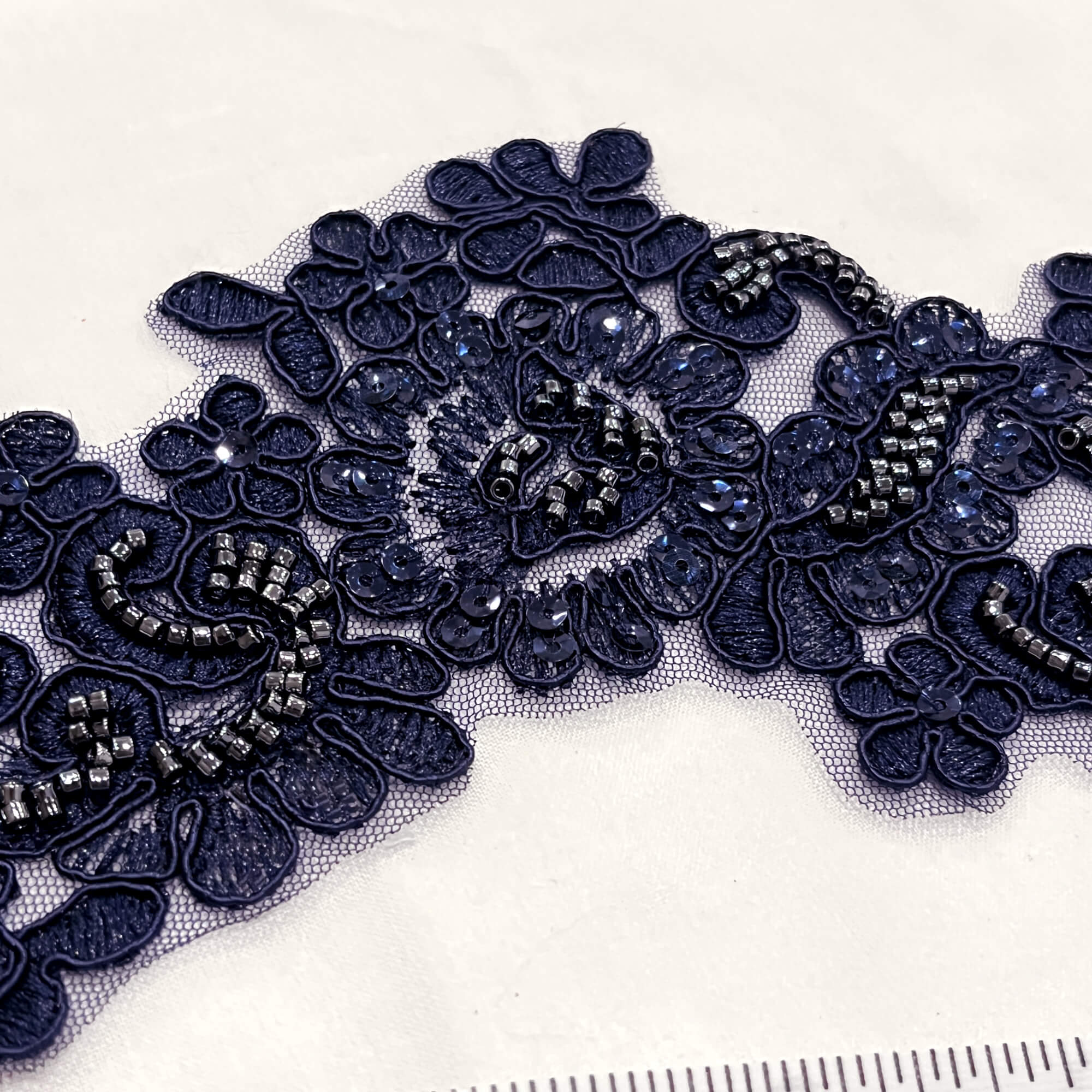 Beaded & Corded Floral Lace Applique Embroidered on 100% Polyester | Lace USA - KZ-25-HB
