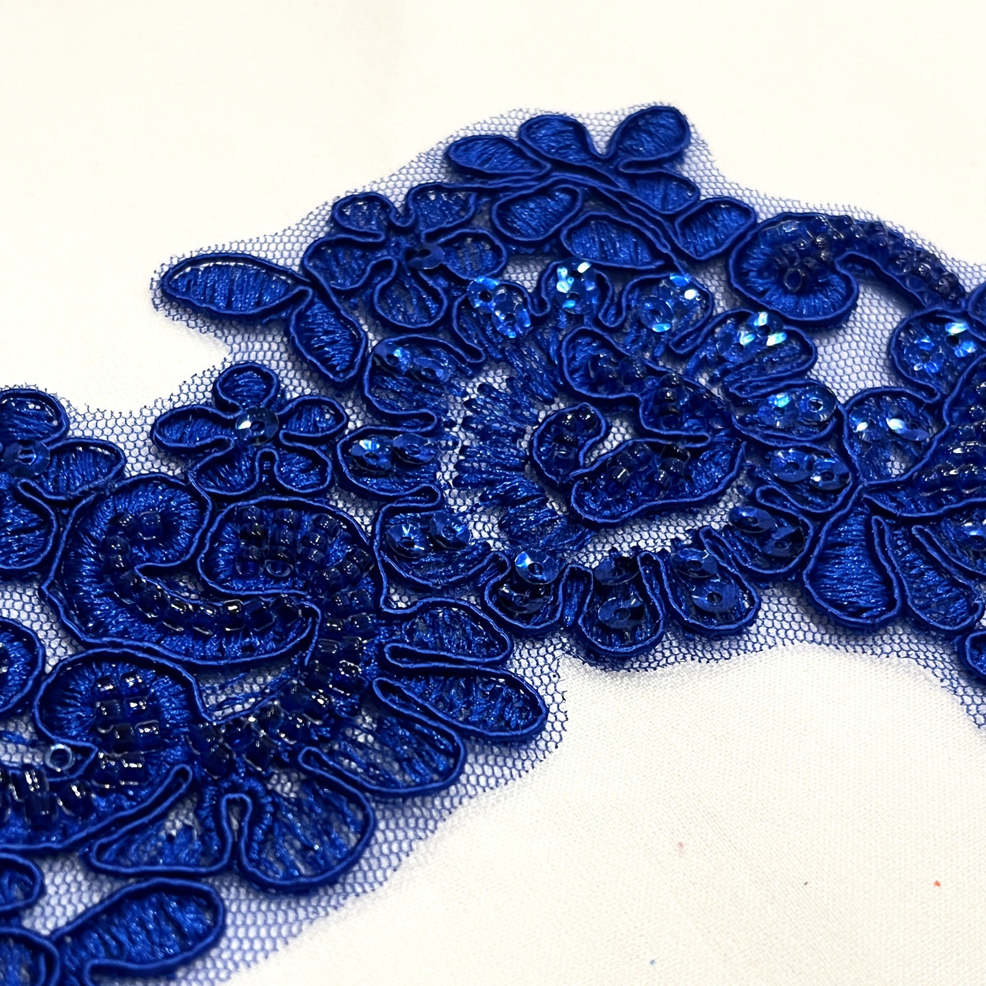 Beaded & Corded Floral Lace Applique Embroidered on 100% Polyester | Lace USA - KZ-25-HB