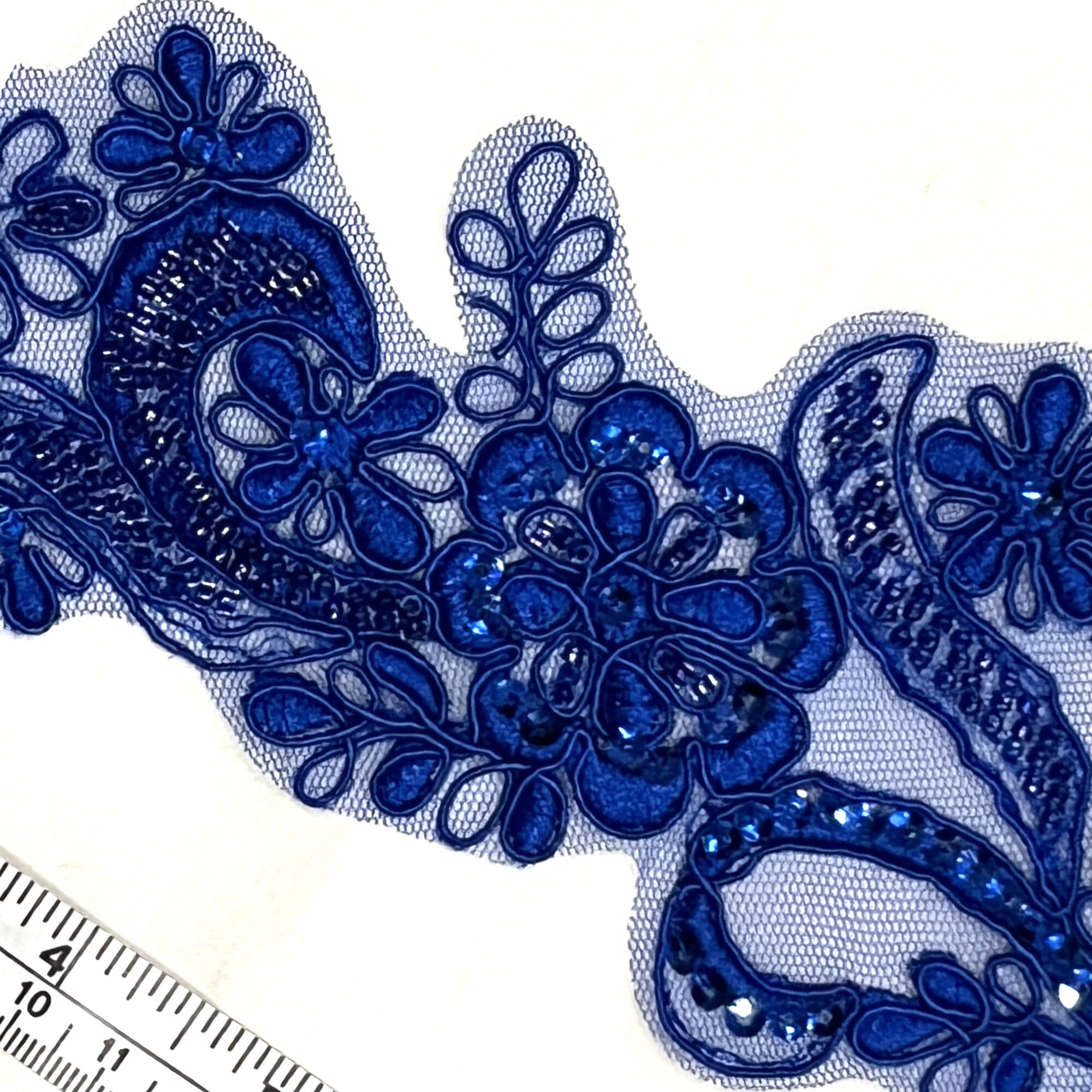 Beaded & Corded Floral Lace Applique Embroidered on 100% Polyester | Lace USA - KZ-67