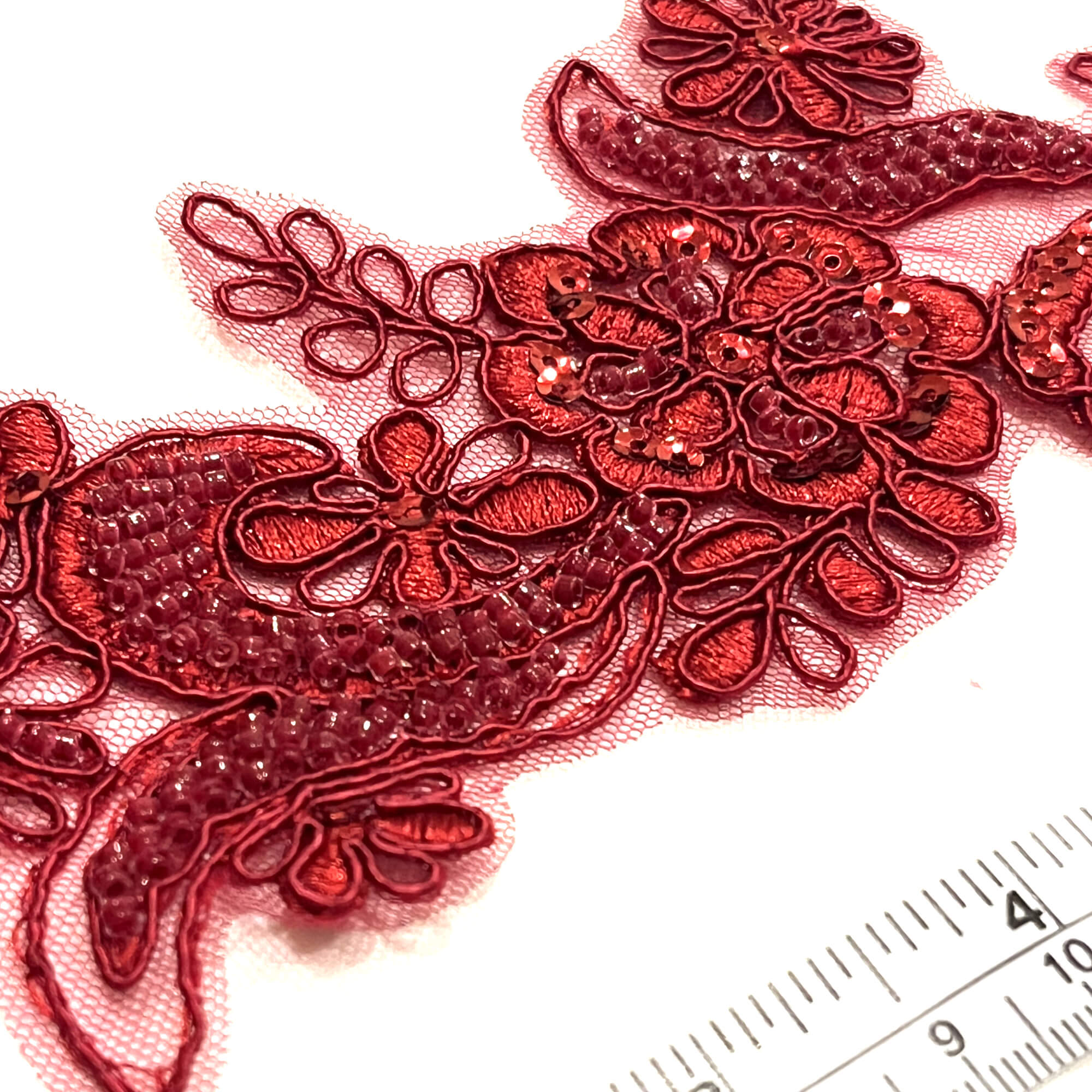 Beaded & Corded Floral Lace Applique Embroidered on 100% Polyester | Lace USA - KZ-67