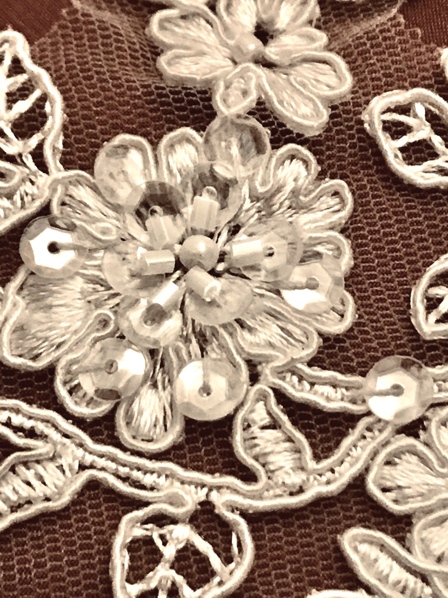 Beaded & Corded Floral scalloped Bridal Lace Trimming  | Lace USA - 96215W-BP