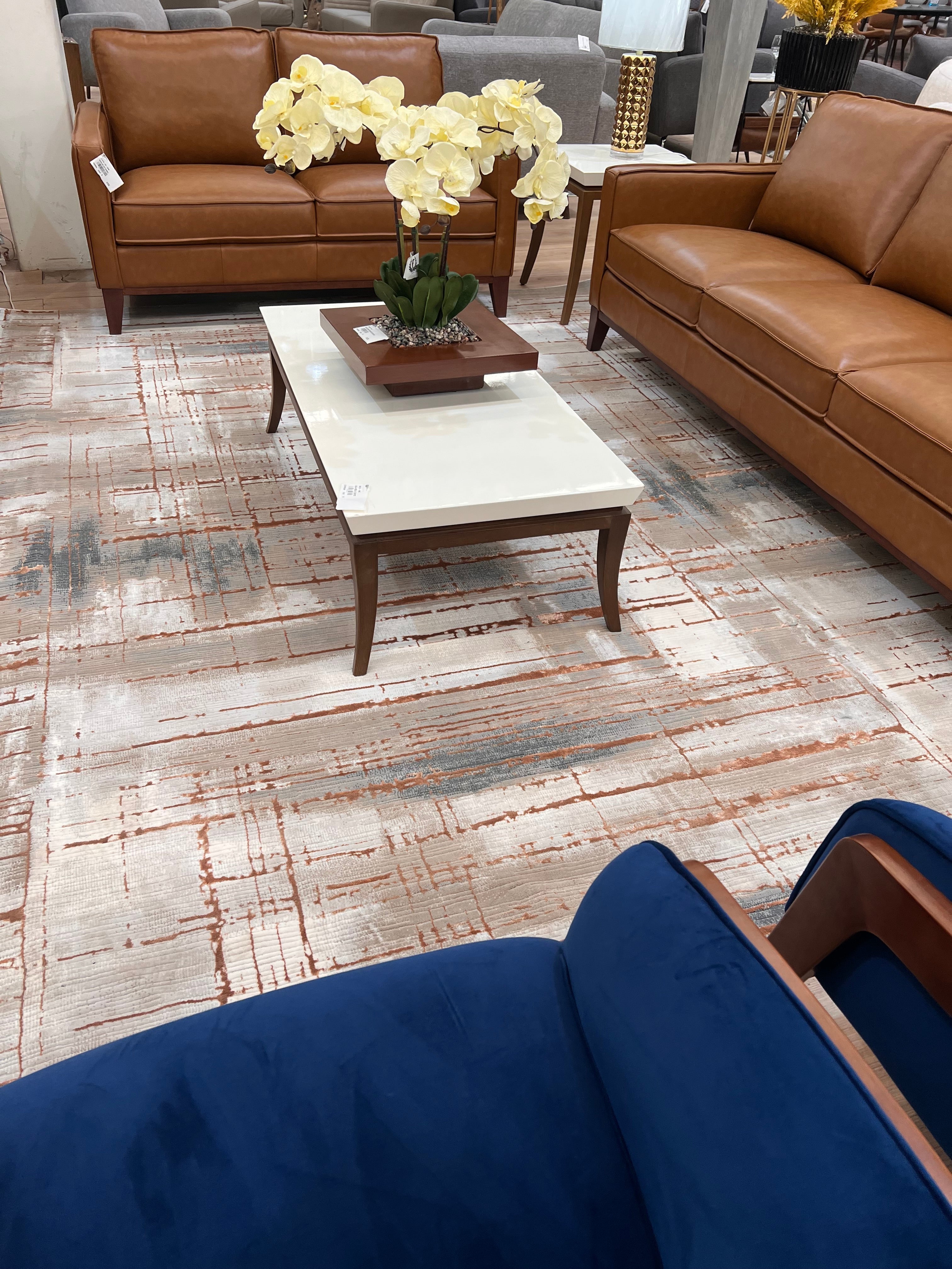Crème Rug with Charcoal, Silver & Mocha Abstract with Bronze Tone-to-Tone Geometric High-Low Texture - METZ 4203.