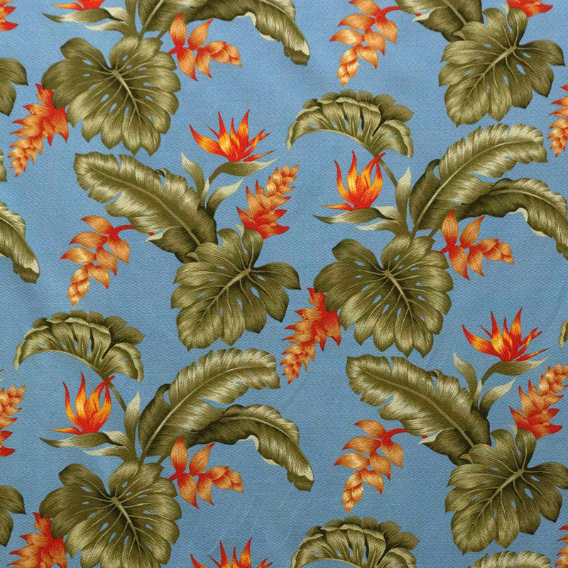 Monstera Banana Leaf Birds of Paradise Orange Ginger Upholstery Fabric | Islands Fabric