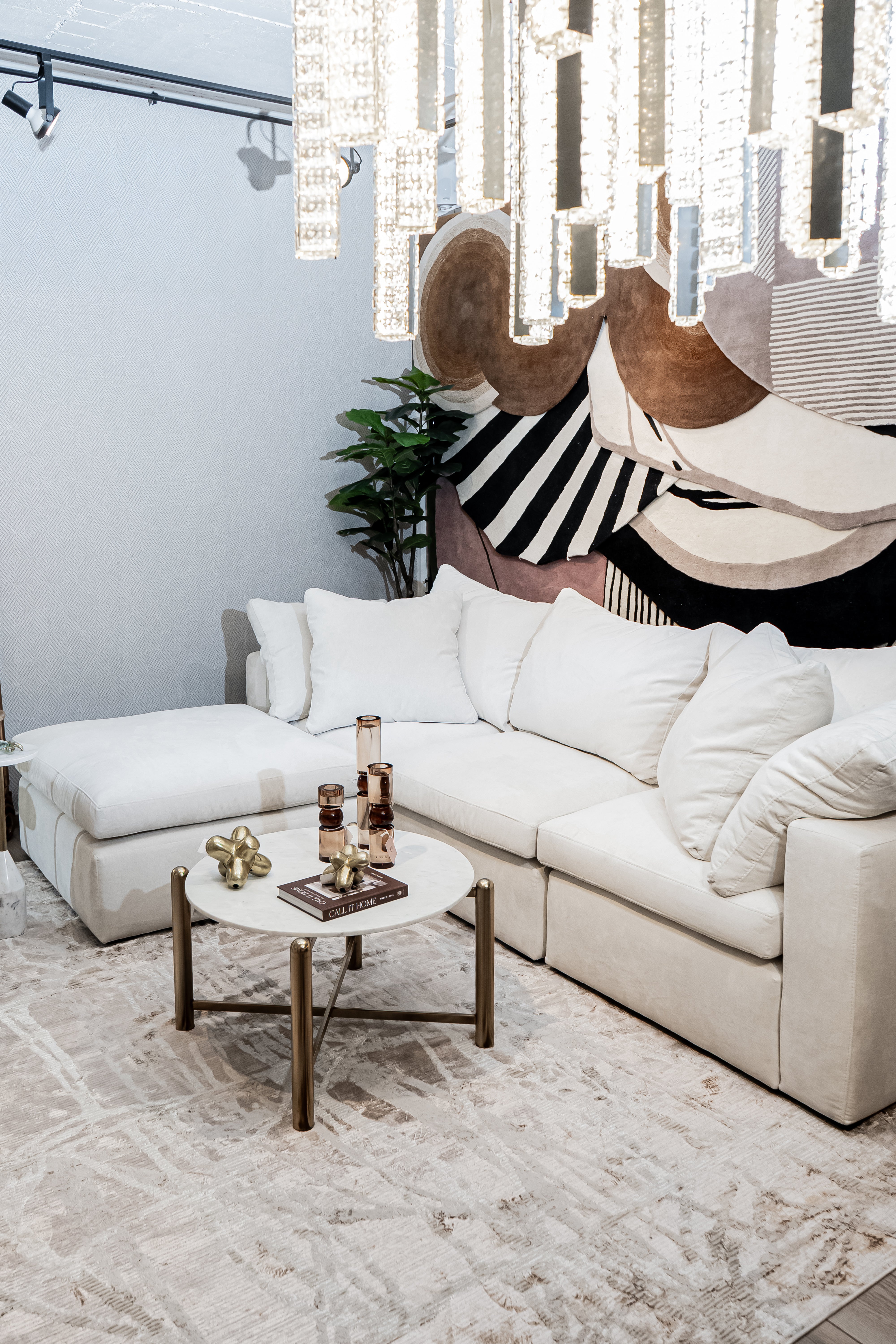 Cream Rug with Subtle Bronze Abstract Design in Viscose Finish - KAI 209