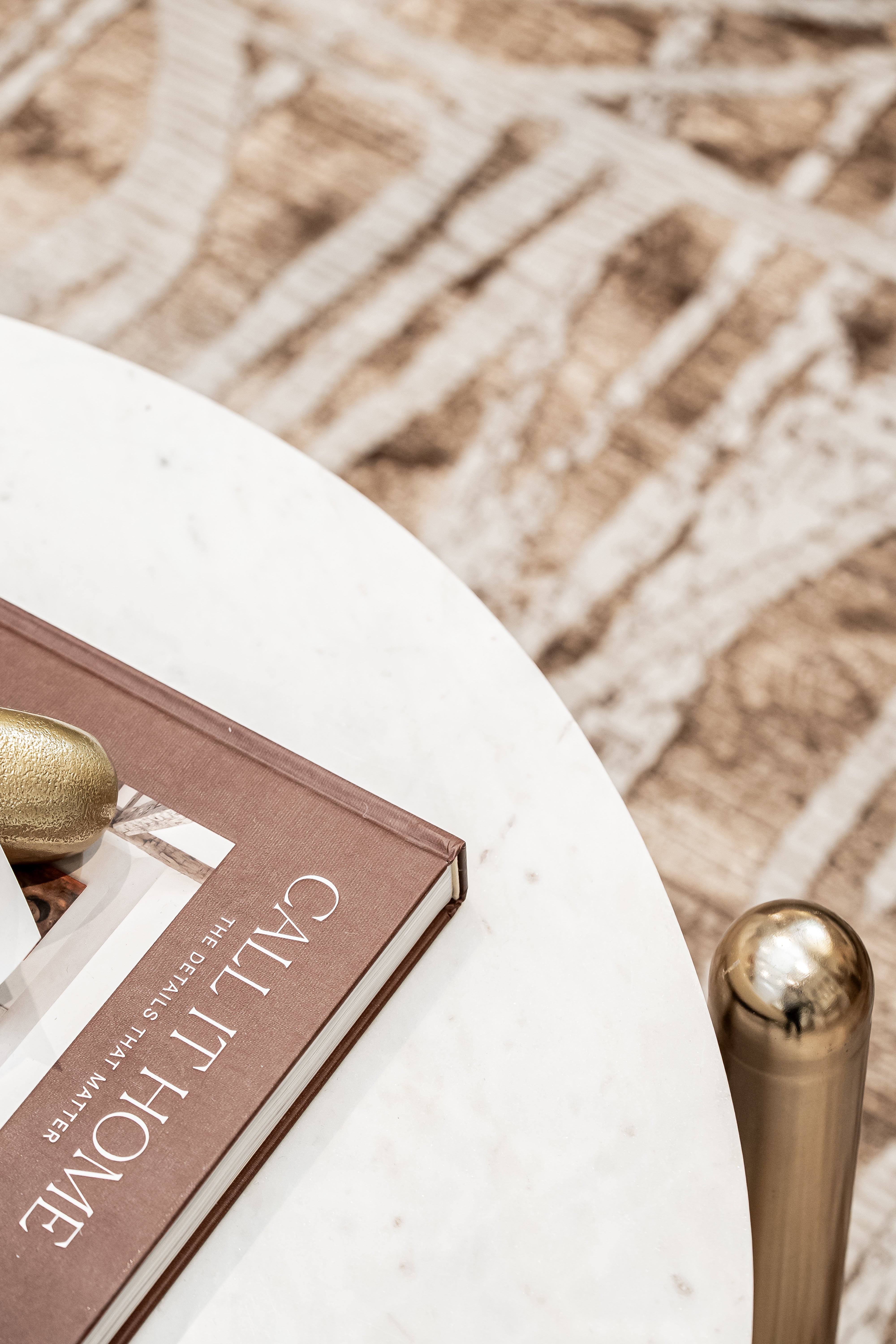 Cream Rug with Subtle Bronze Abstract Design in Viscose Finish - KAI 209