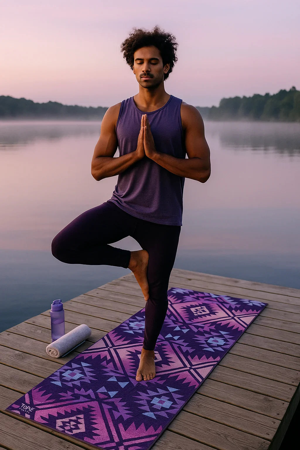 Jerome Midnight Yoga Mat – 6 mm Extra Thick, Double-Sided Non-Slip, Eco-Friendly PER with Deep Purple Midnight Design | Yune Yoga