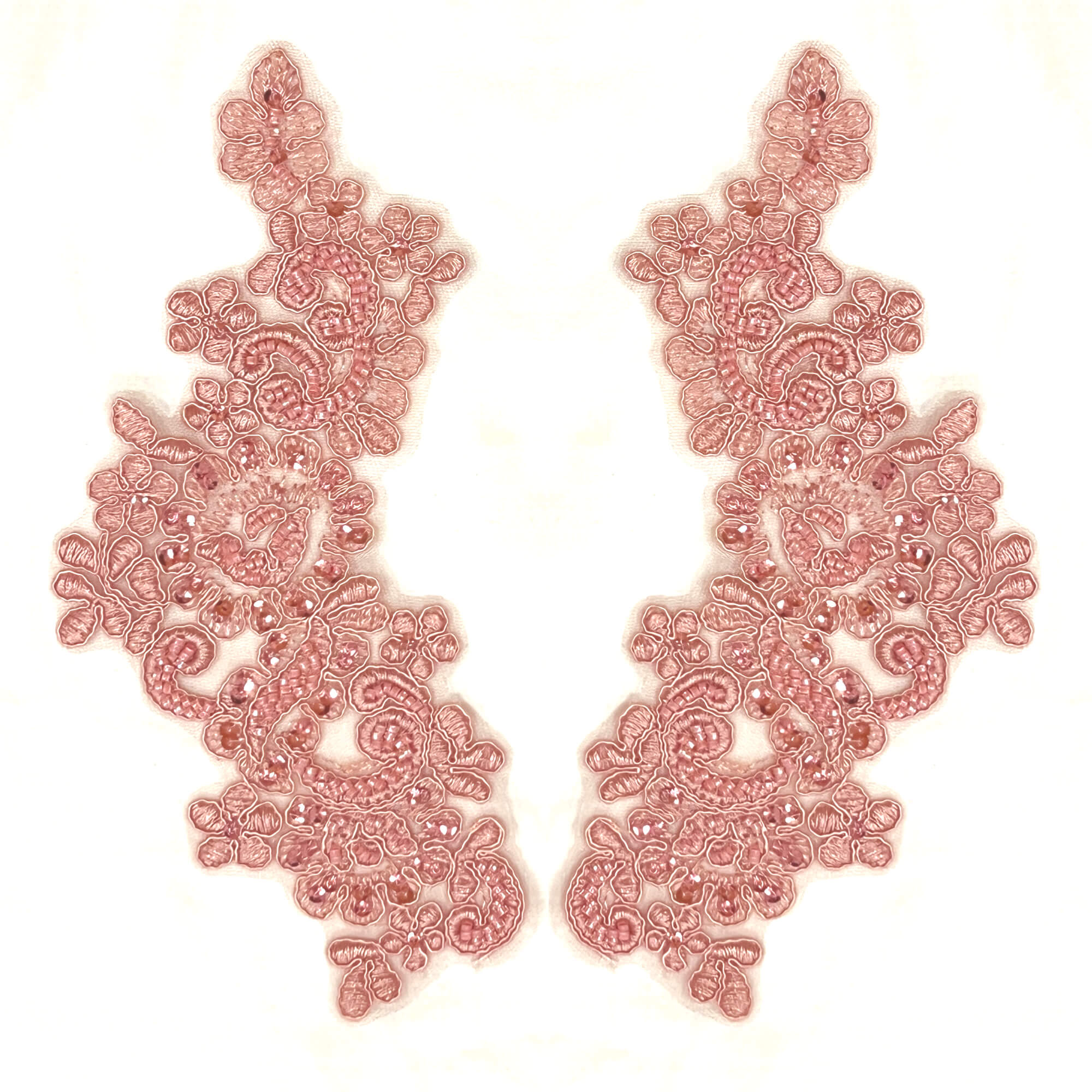 Beaded & Corded Floral Lace Applique Embroidered on 100% Polyester | Lace USA - KZ-25-HB