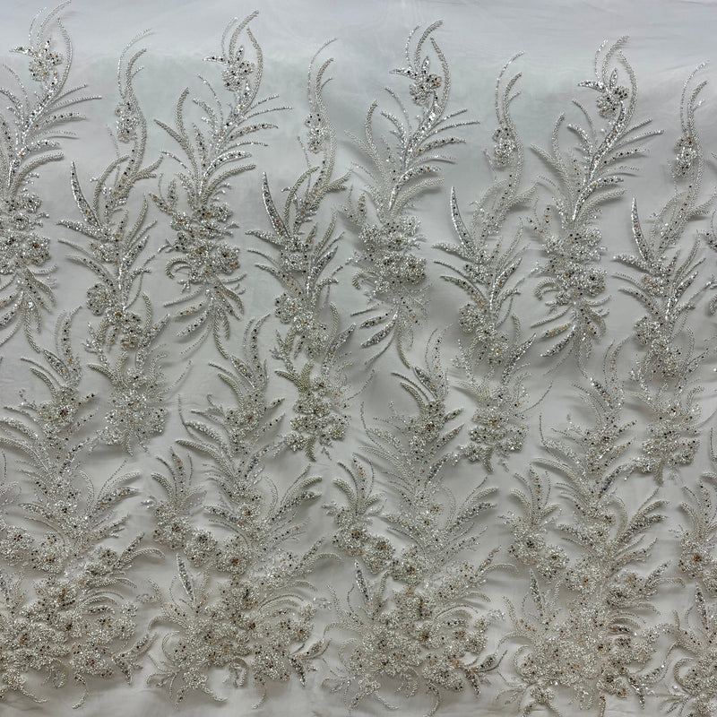 Beaded Lace Fabric Embroidered on 100% Polyester Net Mesh | Lace USA - GD-266