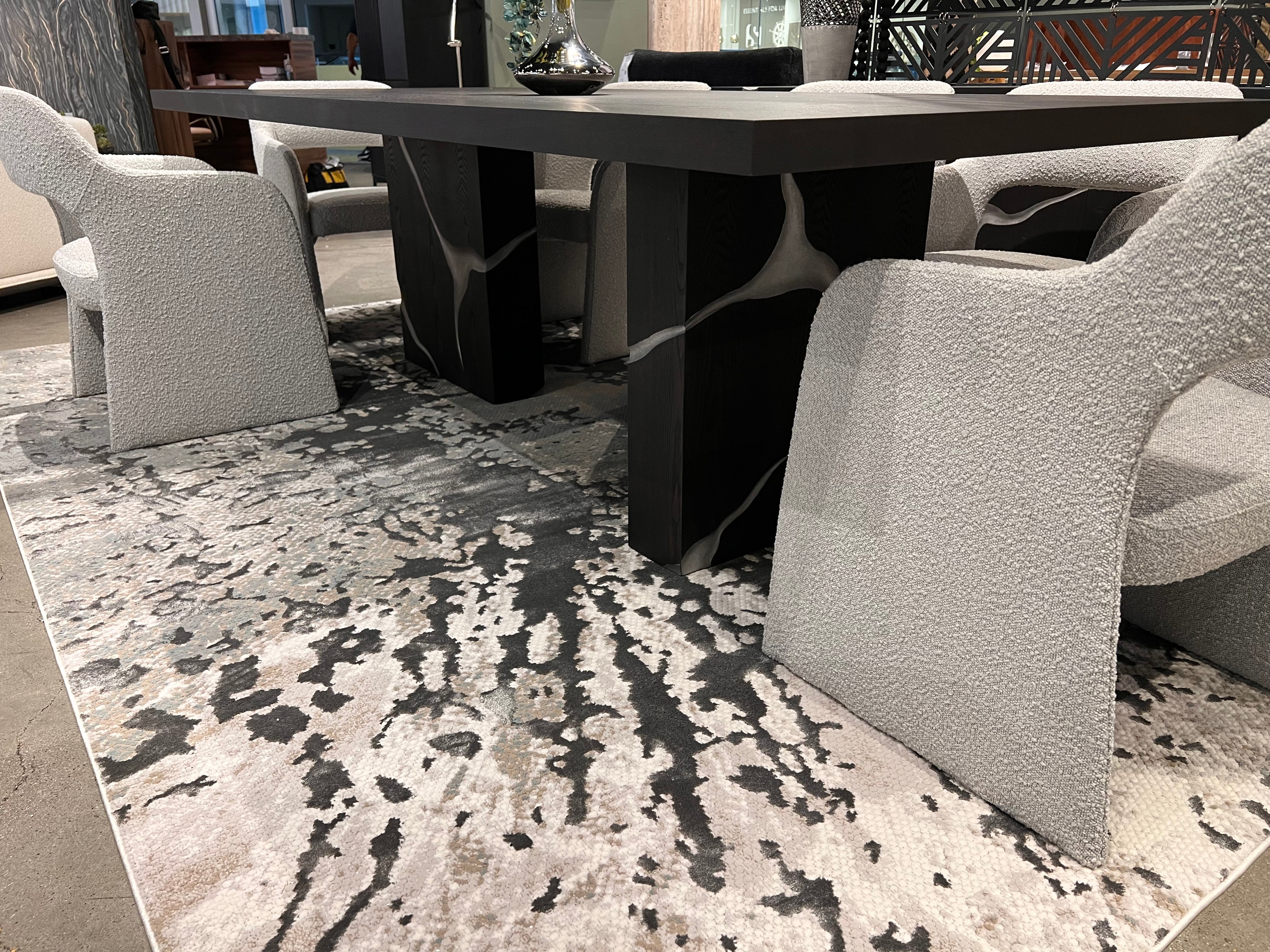 Contemporary Crème Rug with Tone-to-Tone on Charcoal, Silver Gray, Teal, and Warm Mocha High-Low Detail - METZ 4209.