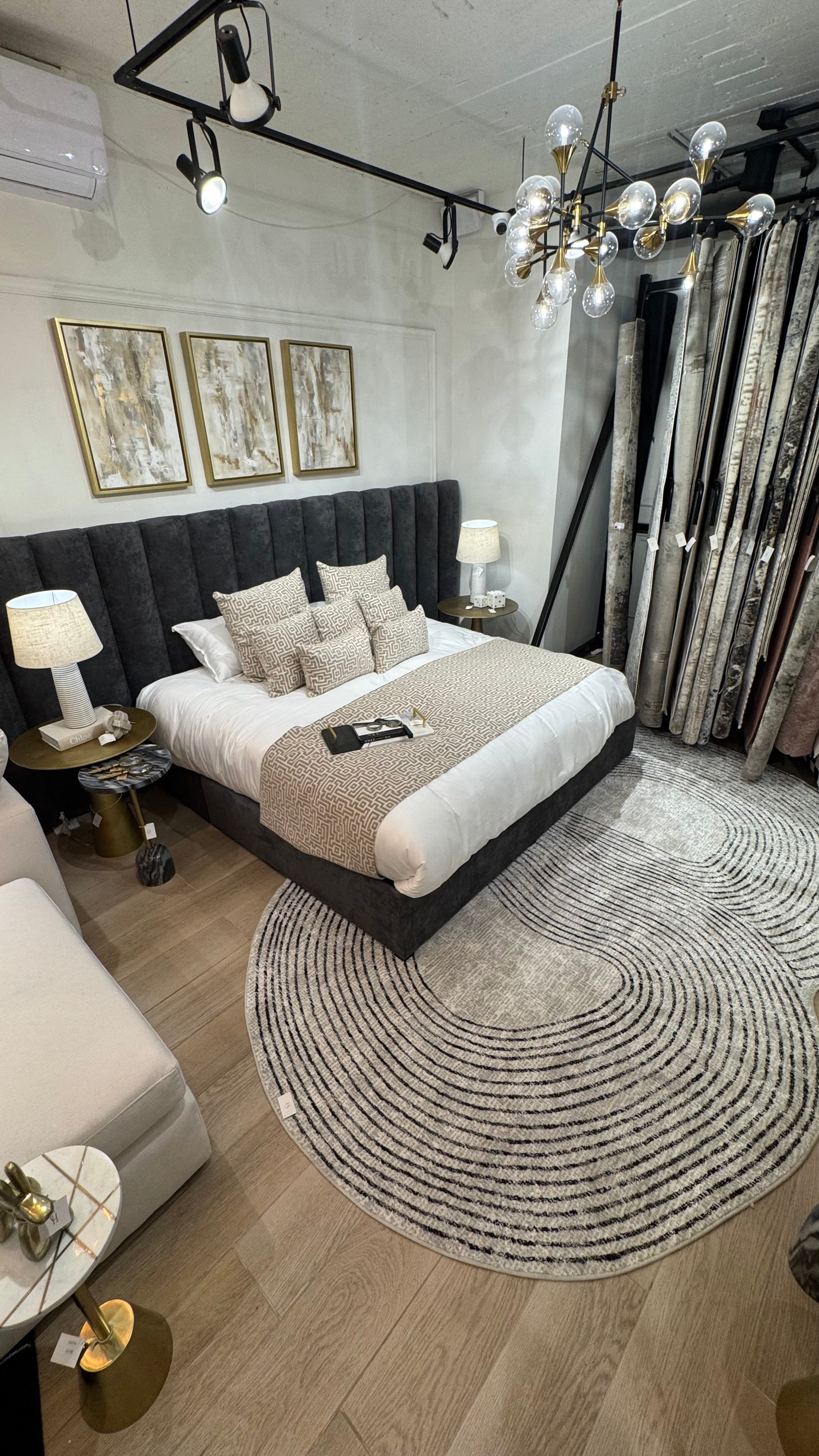 Cream Sheen Rug with Black, Copper & Silver Touches in novelty cut design - Z328A (POL810)