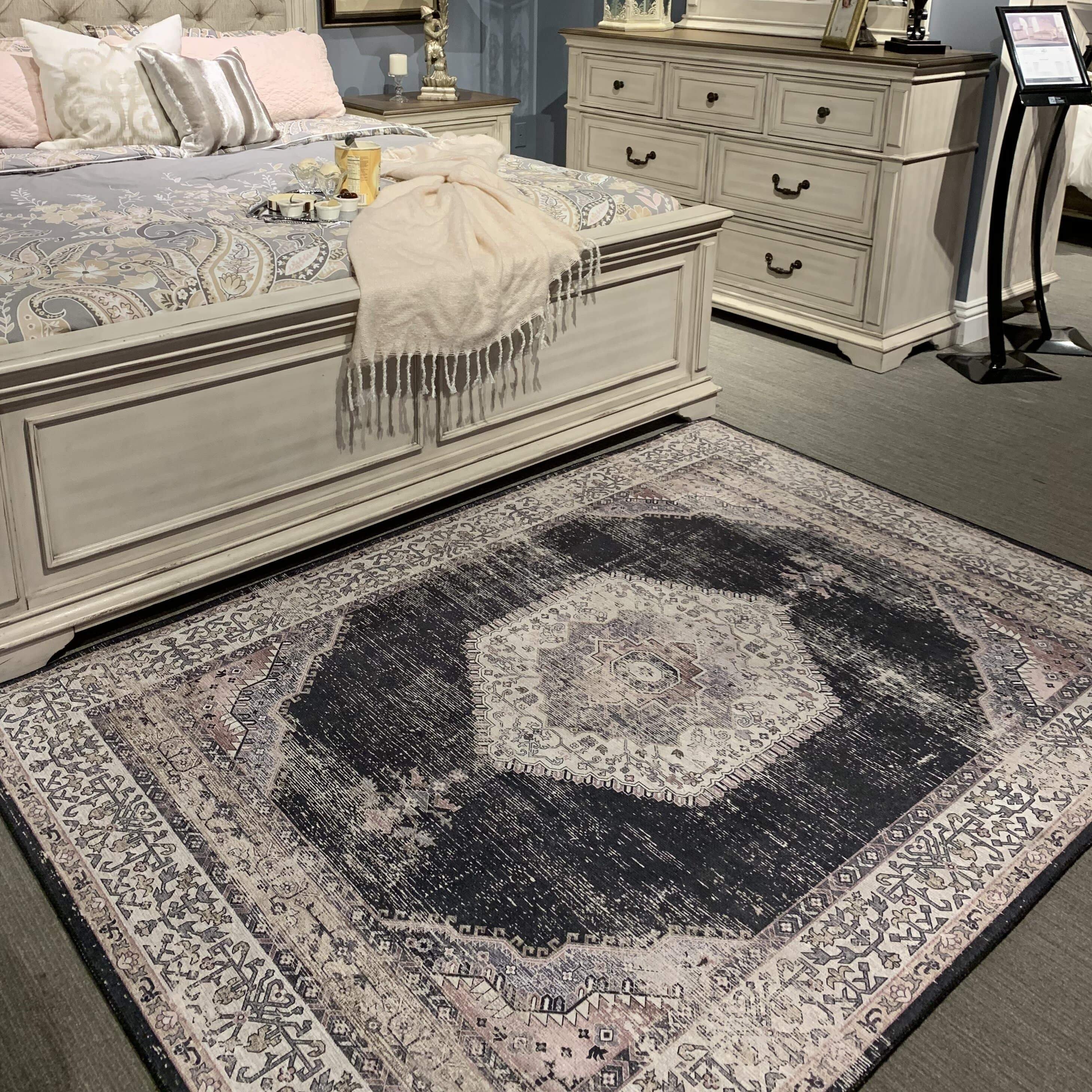 Medallion Vintage Faded Print Style Area Rug/ Carpet