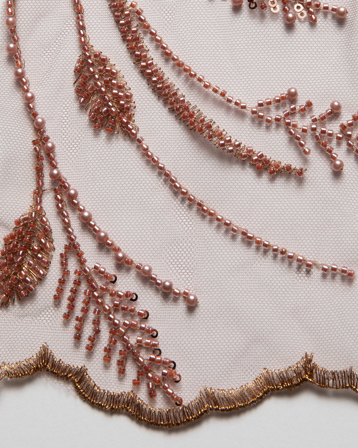 Embroidered Beaded & sequined lace 100% polyester width Dusty Rose Fabric 50/52" - Exquisite Fabric