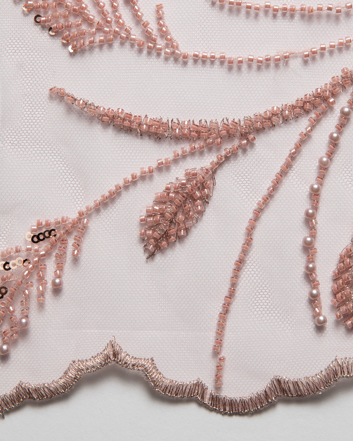Embroidered Beaded & sequined lace 100% polyester width Dusty Rose Fabric 50/52" - Exquisite Fabric