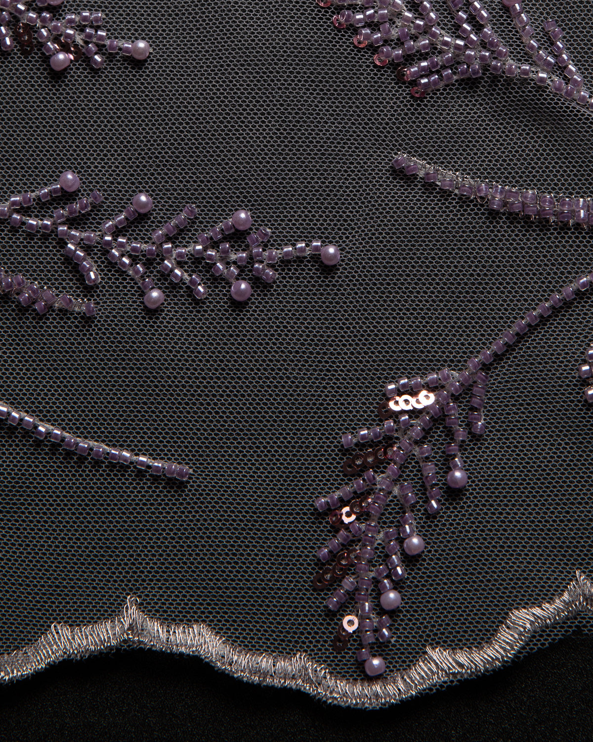 Embroidered Beaded & sequined lace 100% polyester width Lilac Fabric 50/52" - Exquisite Fabric
