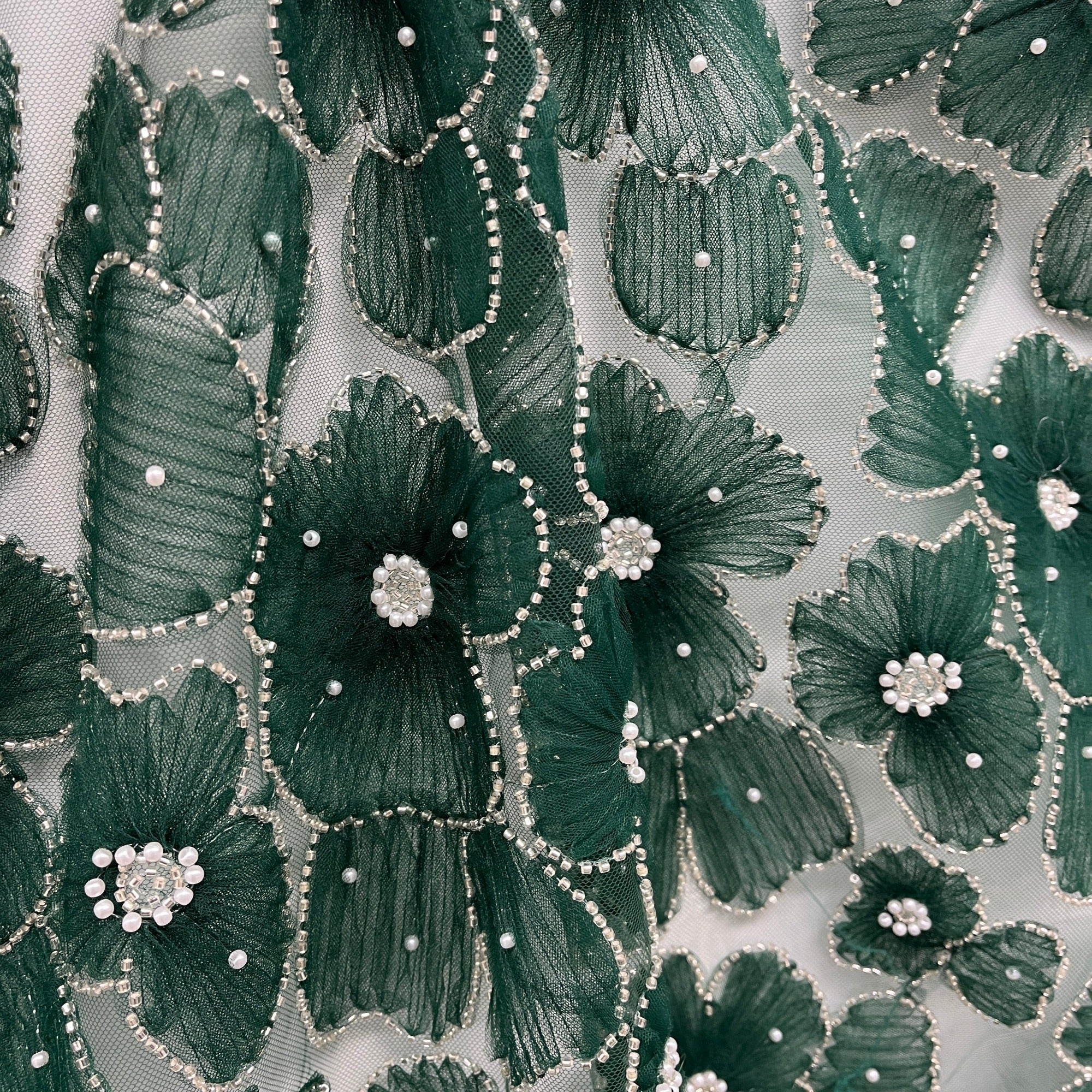 Beaded 3D Floral Lace Fabric for Bridal, Quinceañera & Dance Dresses | Lace USA - GD-216