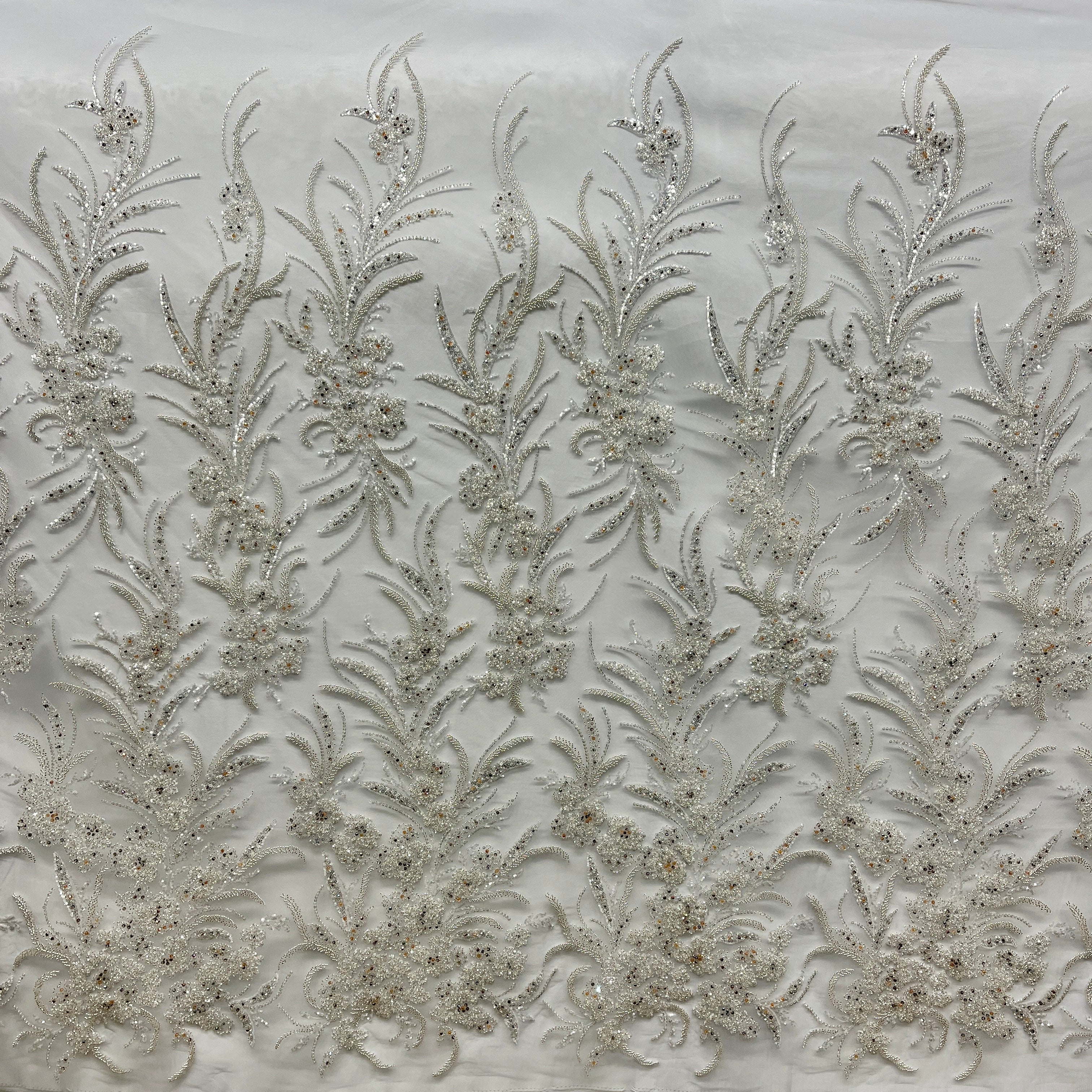 Beaded Lace Fabric Embroidered on 100% Polyester Net Mesh | Lace USA - GD-266