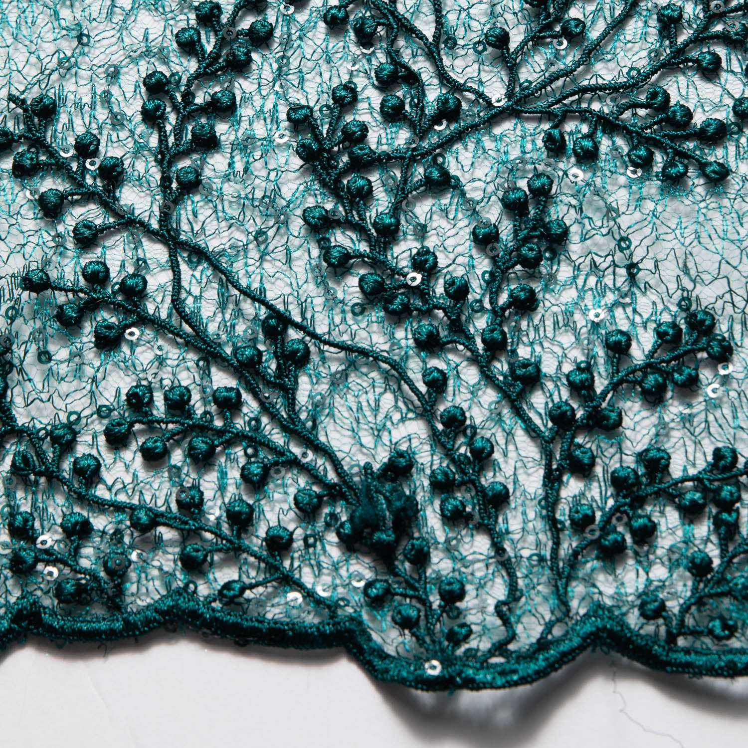Spider Tulle Lace Fabric with Spangles & Sequins and Incredibly Rich & Elegant Pattern 52" Wide | Exquisite Fabric