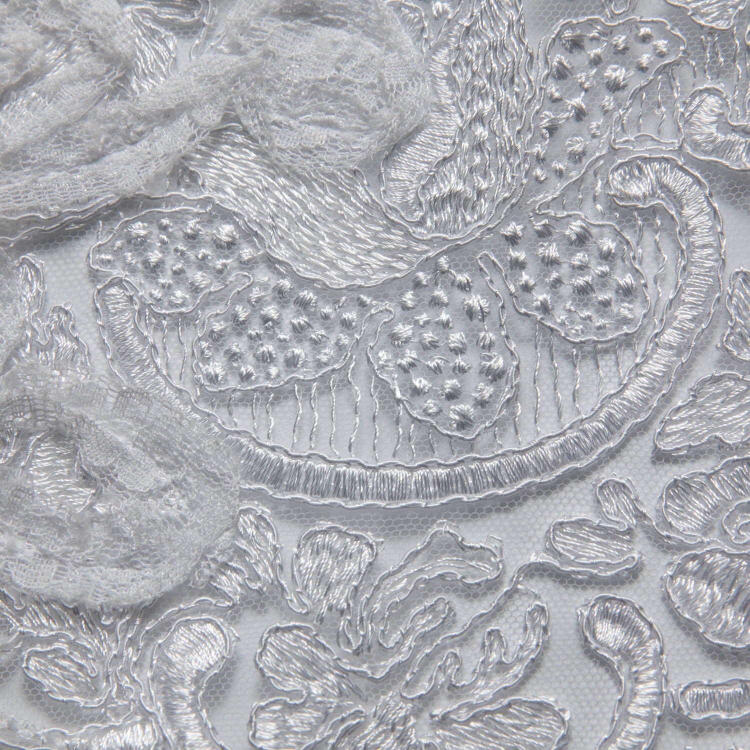 Tulle Lace Fabric Embroidery with Tape Work and Intricate Design 52" Wide | Exquisite Fabric