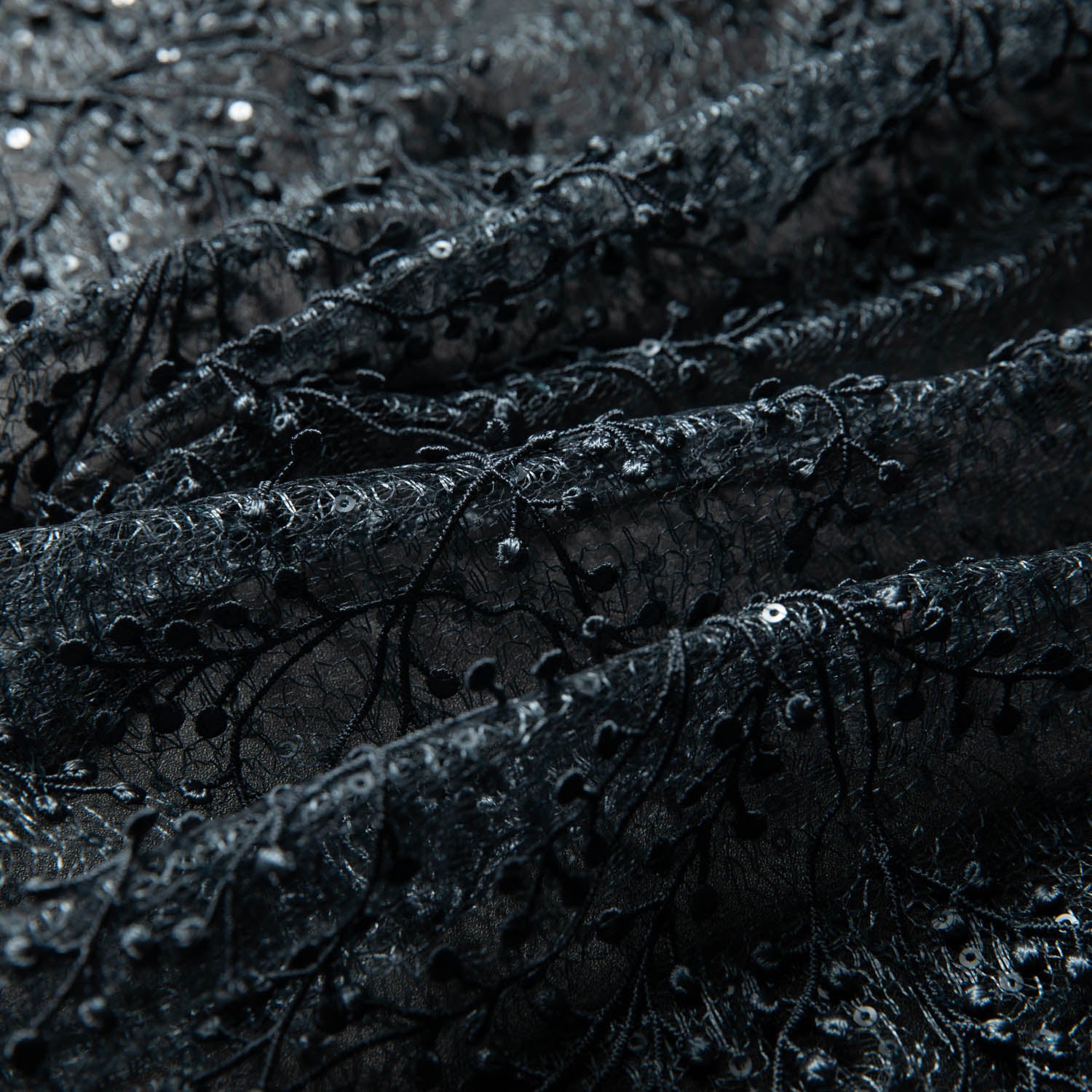 Spider Tulle Lace Fabric with Spangles & Sequins and Incredibly Rich & Elegant Pattern 52" Wide | Exquisite Fabric