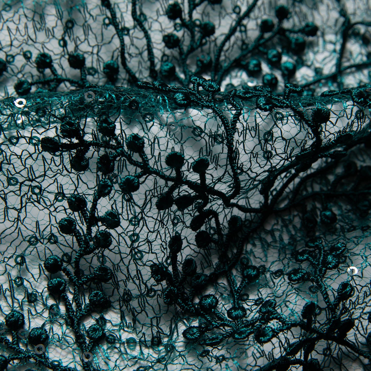 Spider Tulle Lace Fabric with Spangles & Sequins and Incredibly Rich & Elegant Pattern 52" Wide | Exquisite Fabric