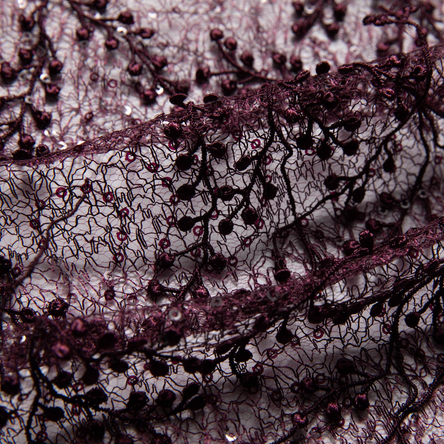 Spider Tulle Lace Fabric with Spangles & Sequins and Incredibly Rich & Elegant Pattern 52" Wide | Exquisite Fabric