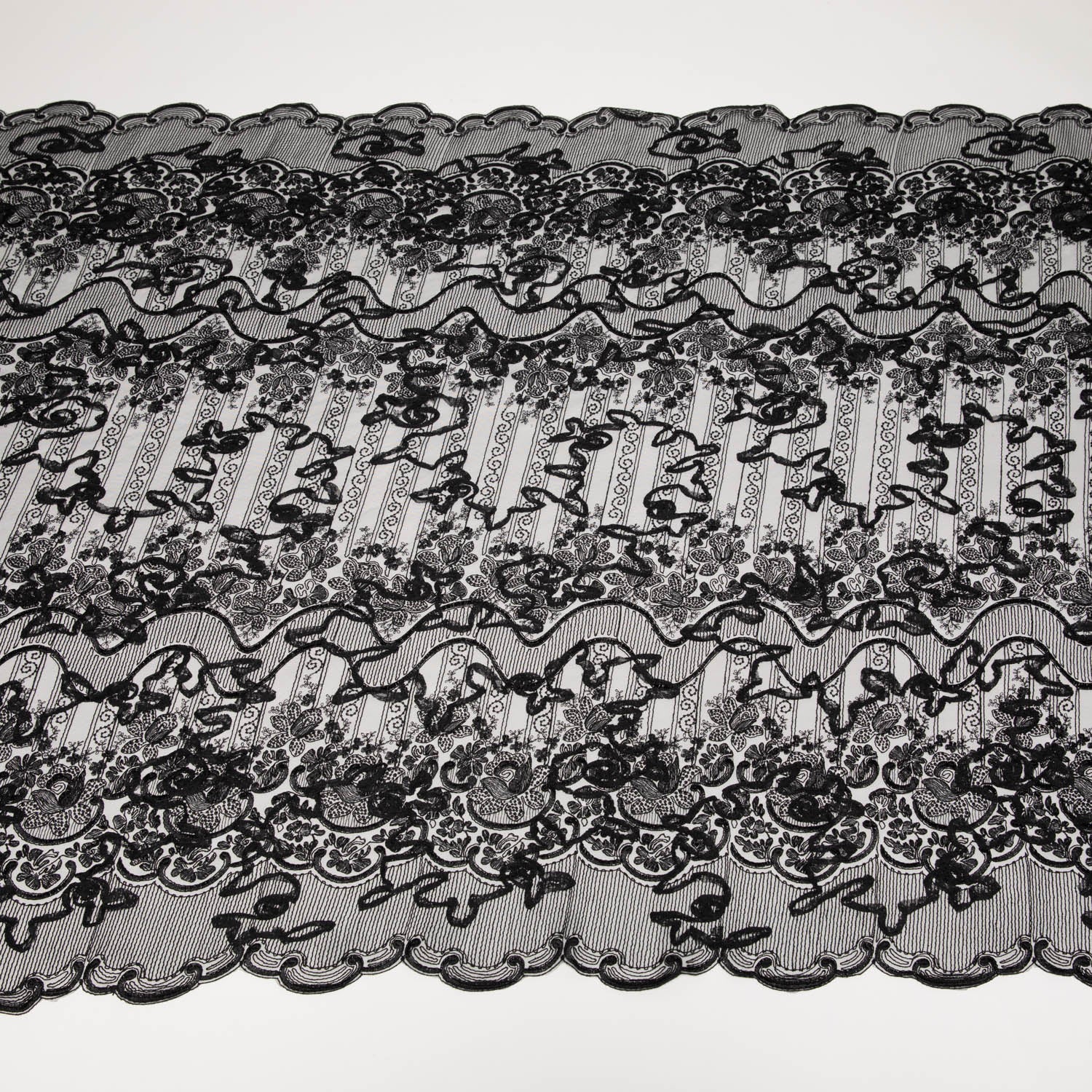 Tulle Lace Fabric Embroidery with Tape Work and Intricate Design 52" Wide | Exquisite Fabric