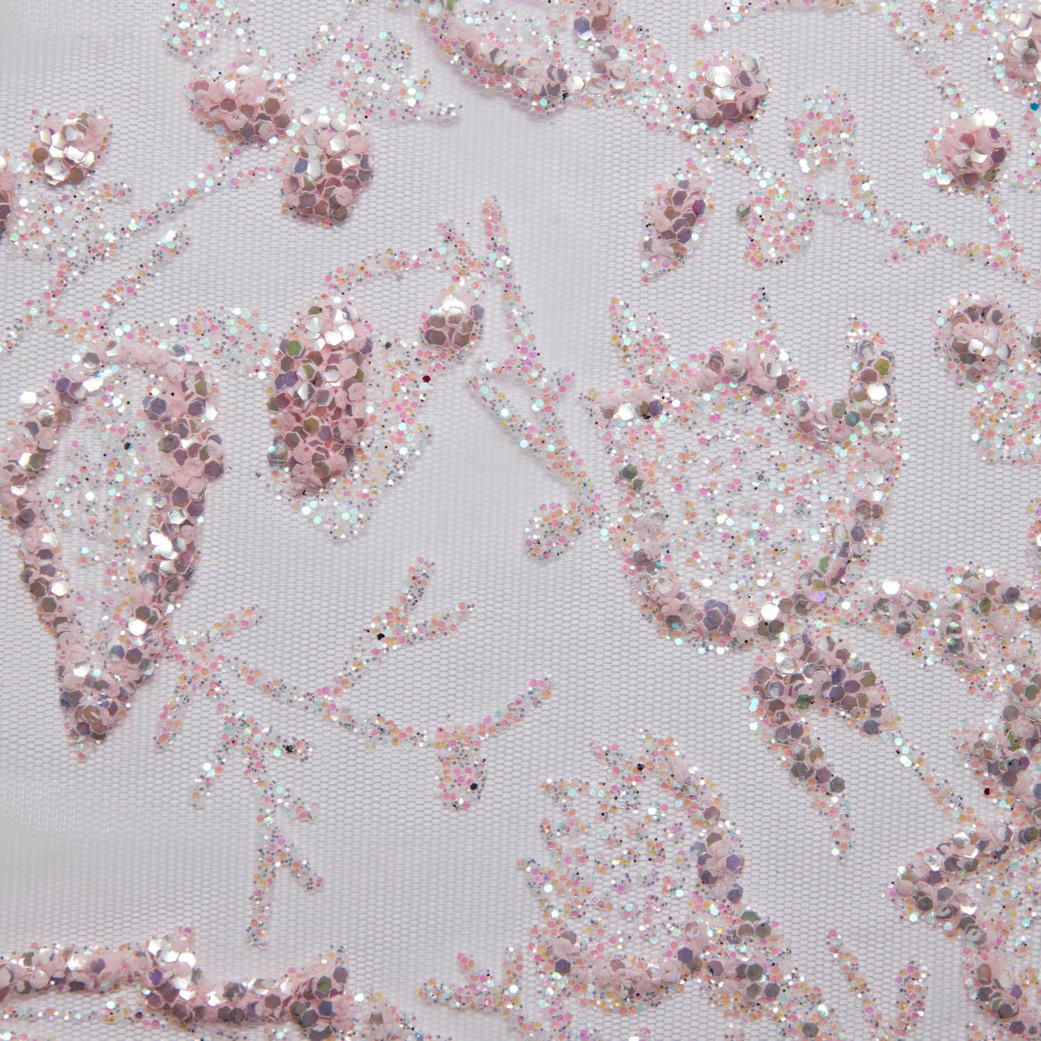 Tulle Lace Fabric with Glitter and Floral Pattern 58" Wide | Exquisite Fabric