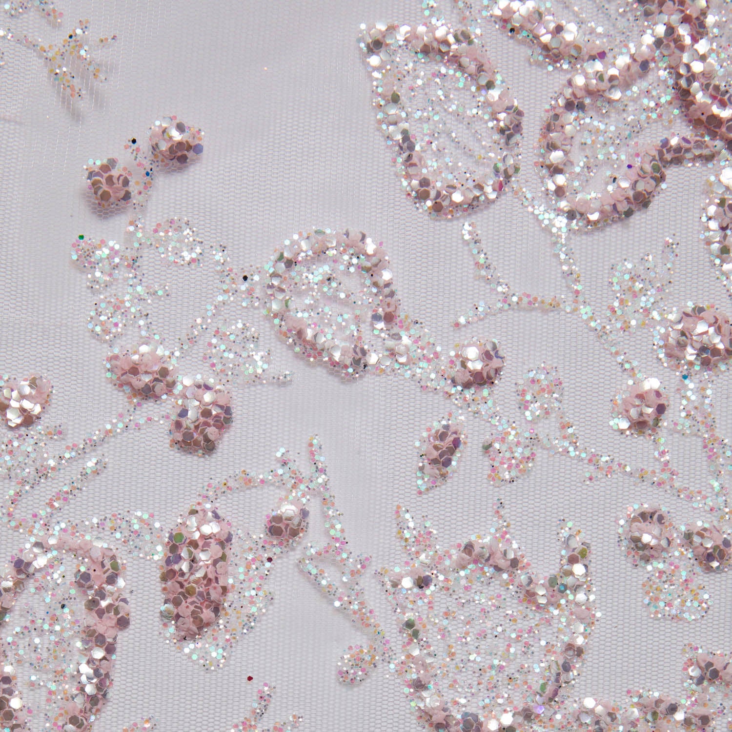 Tulle Lace Fabric with Glitter and Floral Pattern 58" Wide | Exquisite Fabric