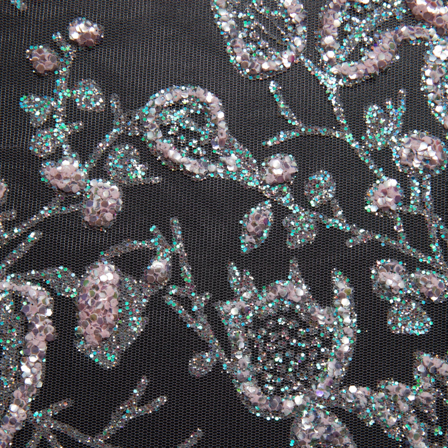 Tulle Lace Fabric with Glitter and Floral Pattern 58" Wide | Exquisite Fabric