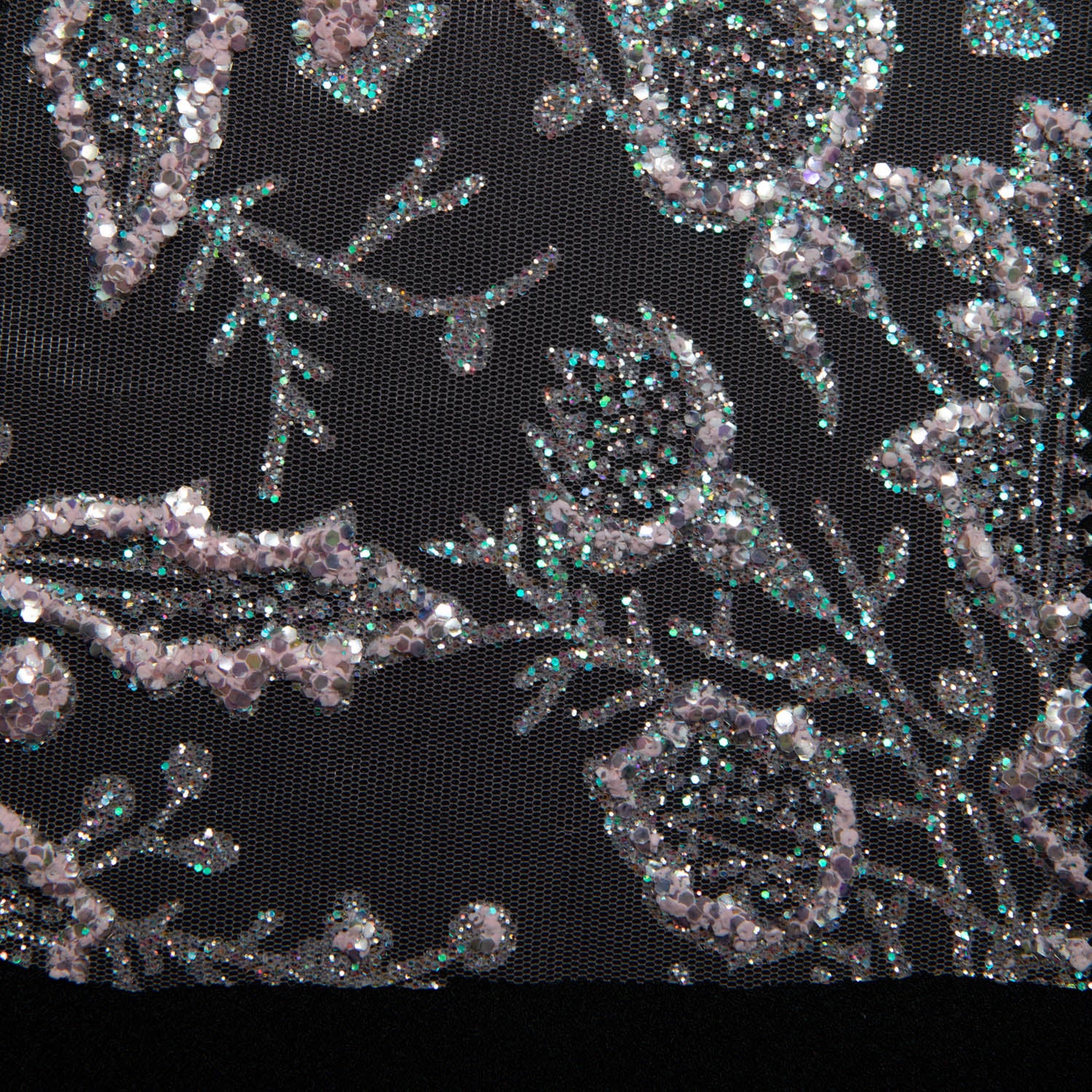 Tulle Lace Fabric with Glitter and Floral Pattern 58" Wide | Exquisite Fabric