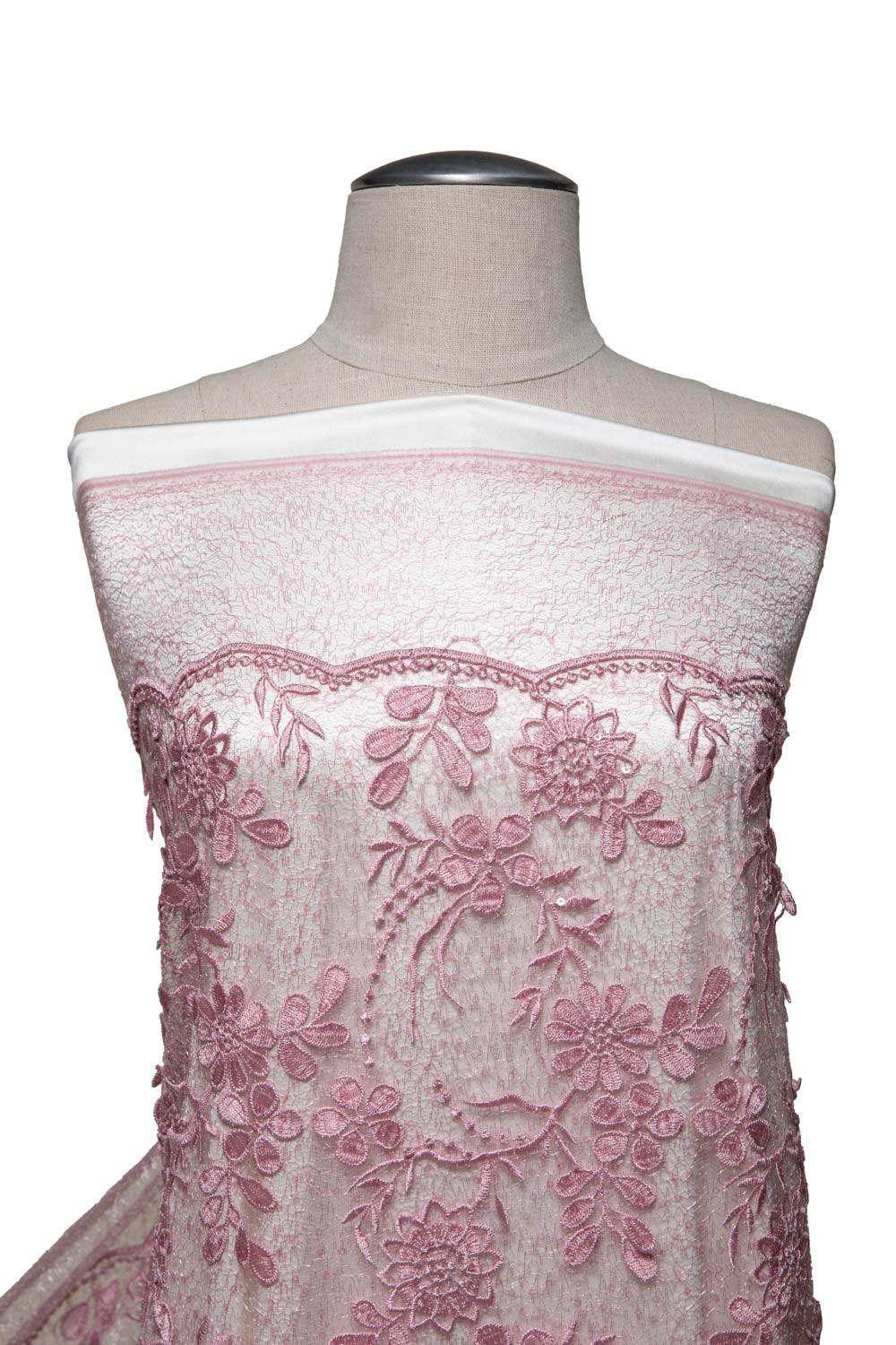 Spider Mesh Lace Fabric Embroidered with Applique, Sequins and Intricate 3D Floral Pattern 100% Polyester 50/52" Wide | Exquisite Fabric