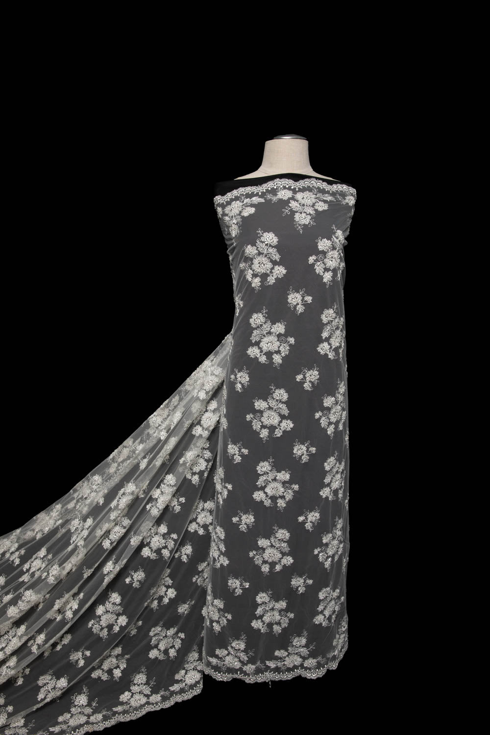 Soft Tulle Lace Fabric Embroidered with Elegant Floral Design 52" Wide | Exquisite Fabric
